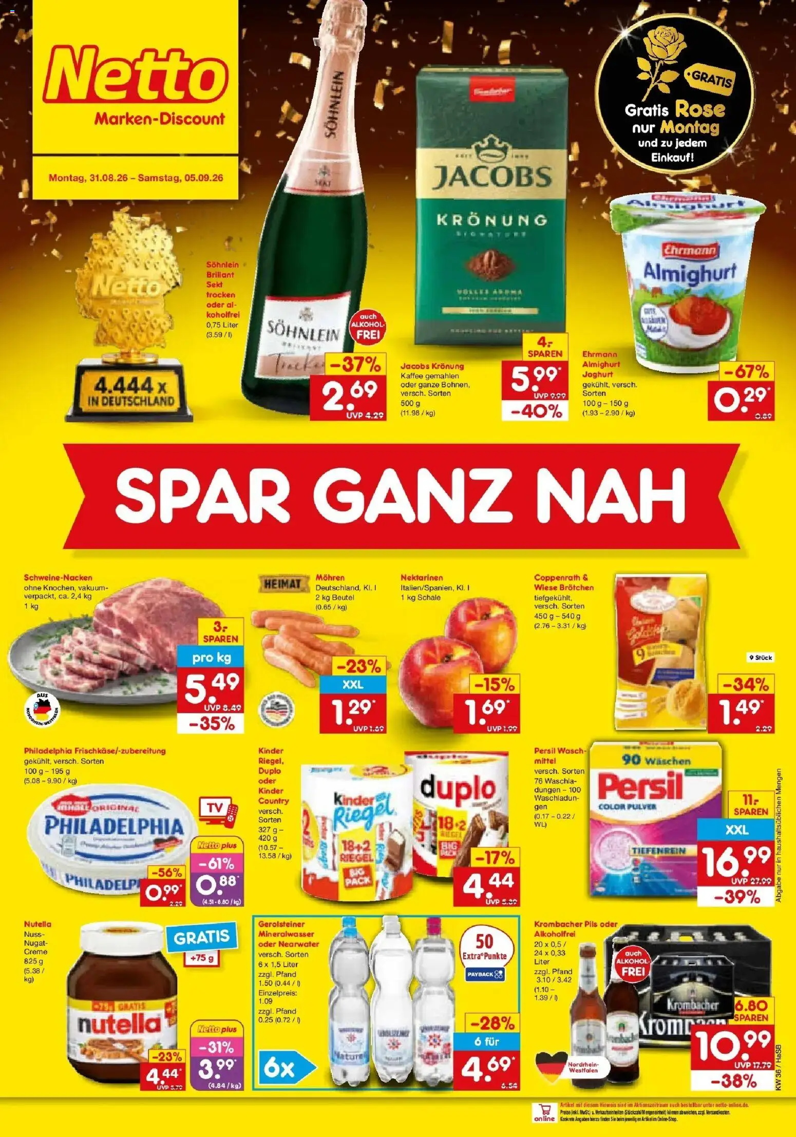 Netto Marken-Discount Prospekt Wuppertal (ab 31.08.2026) » Angebote | Seite: 2 | Produkte: Nektarinen, Sekt, Creme, Persil