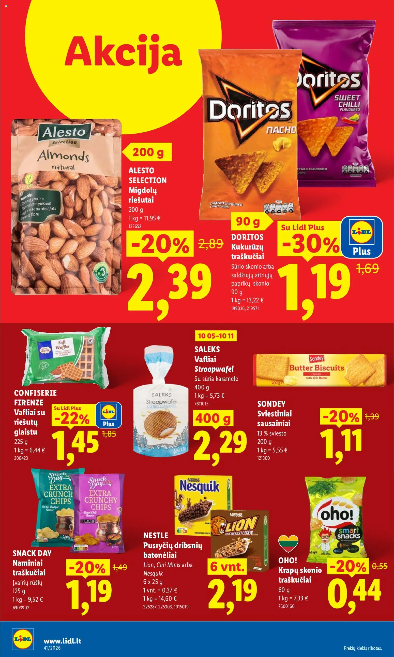 LIDL akcijos nuo 2026.10.05 | Puslapis: 46 | Prekių: Riešutai, Sausainiai, Vafliai, Traškučiai