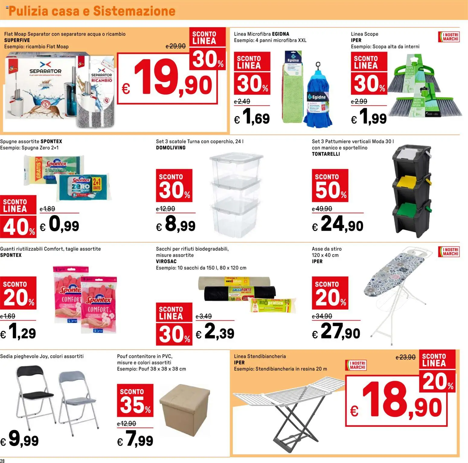 Volantino Iper del 22.05.2026 | Pagina: 28 | Prodotti: Spugna, Stendibiancheria, Guanti, Sedia