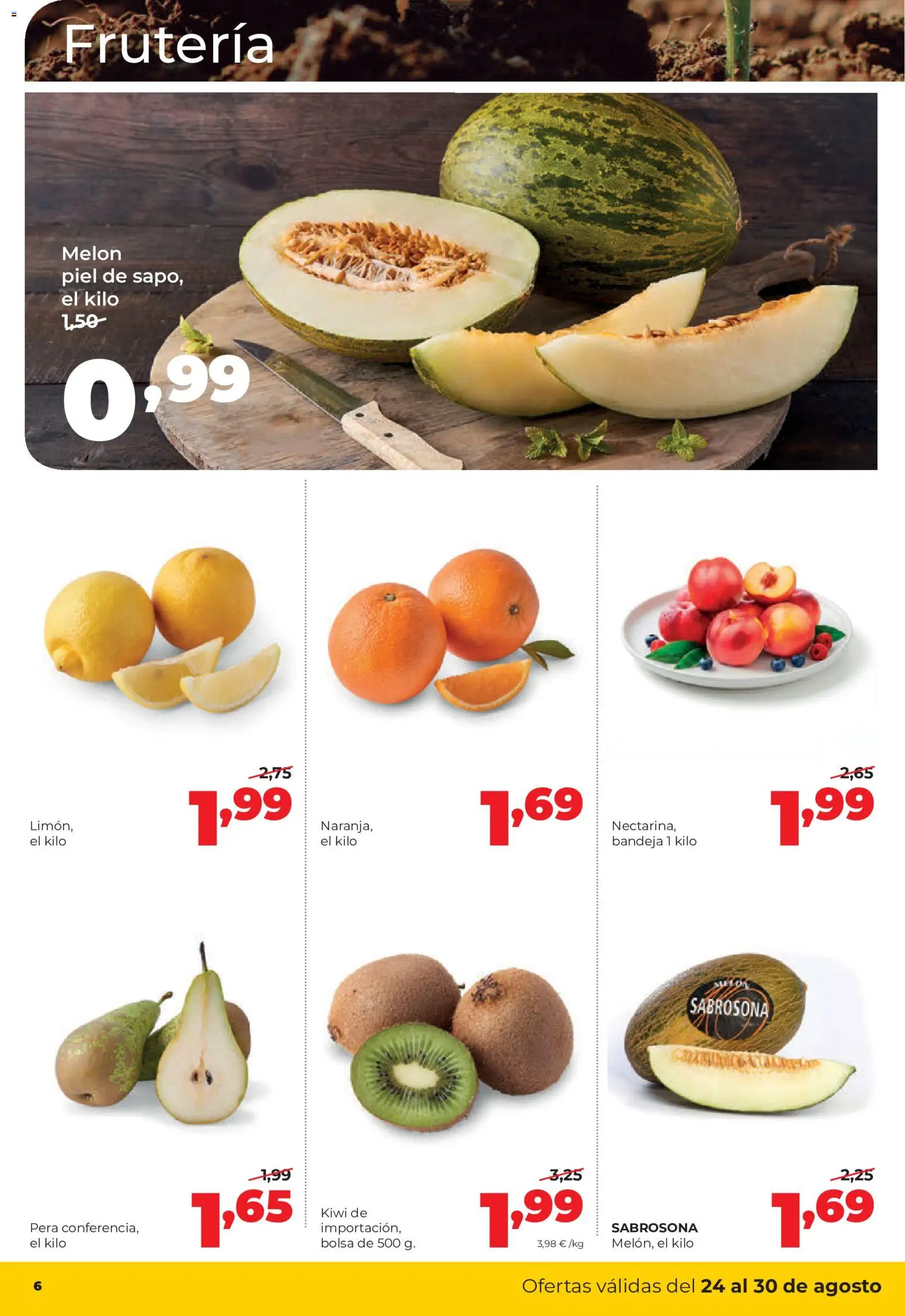 Alimerka folleto │ válido desde el 24/08/2026 | Página: 6 | Productos: Melón, Kiwi, Bolsa, Bandeja