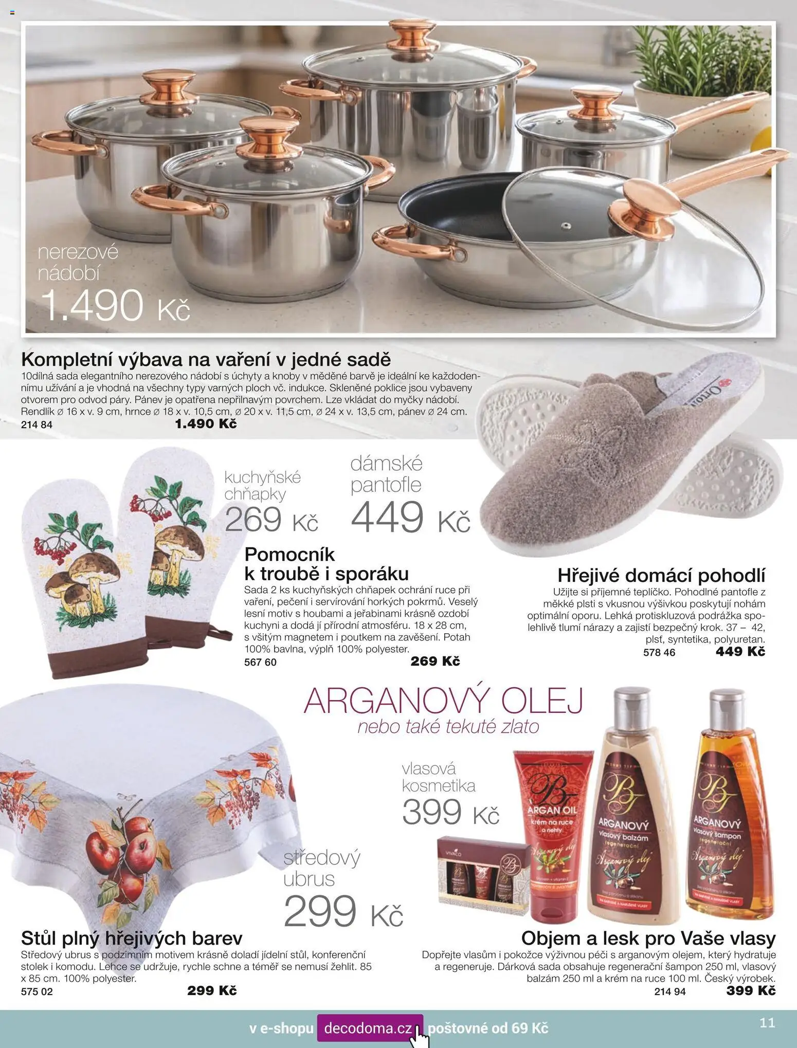 Decodoma katalog Podzim 2026 od 01.09.2026 | Strana: 11 | Produkty: Hrnce, Ubrus, Nehty, Šampon