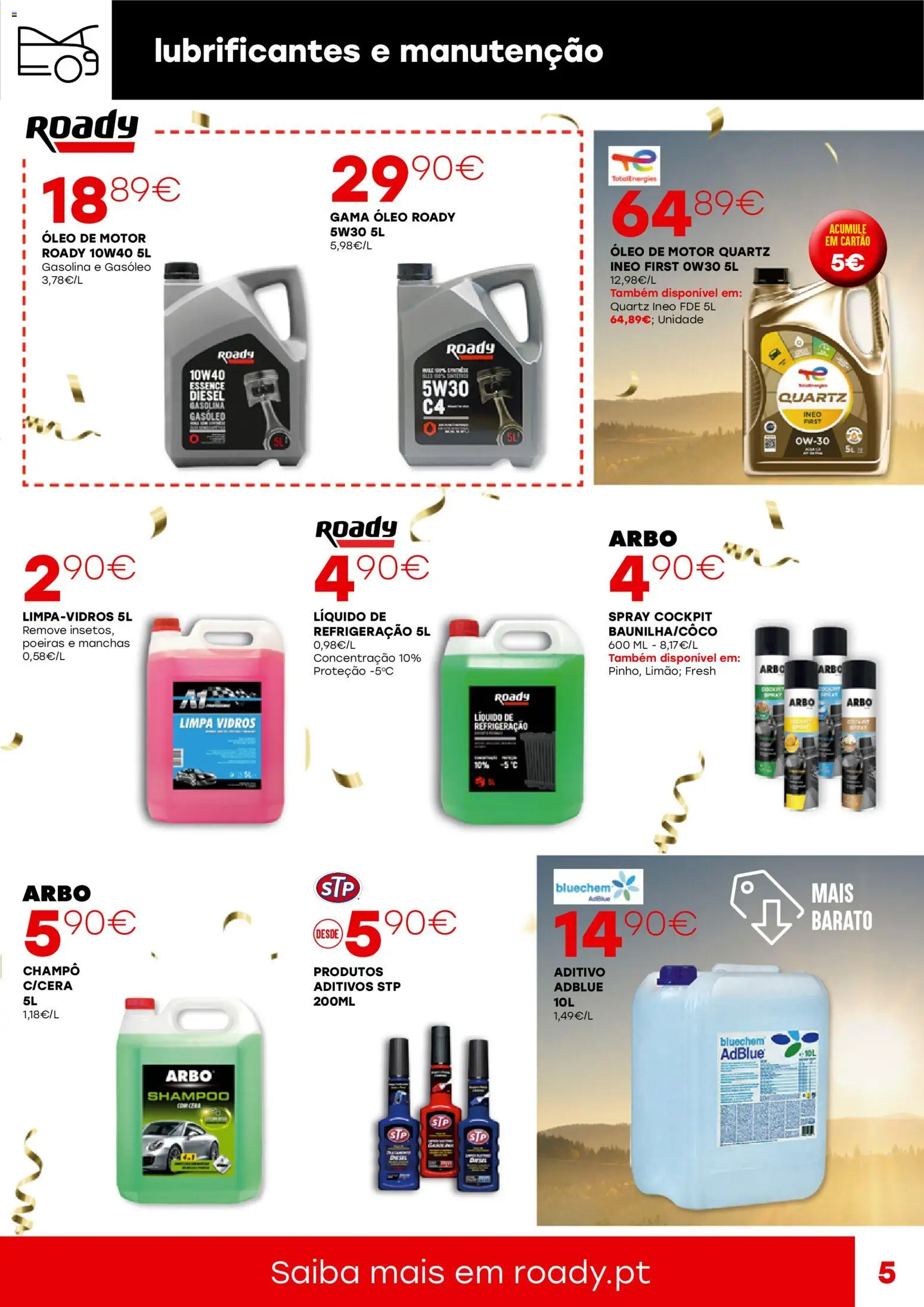 Roady folheto │ válido de 28.05.2026 | Página: 5 | Produtos: Shampoo, Limpa vidros, Óleo