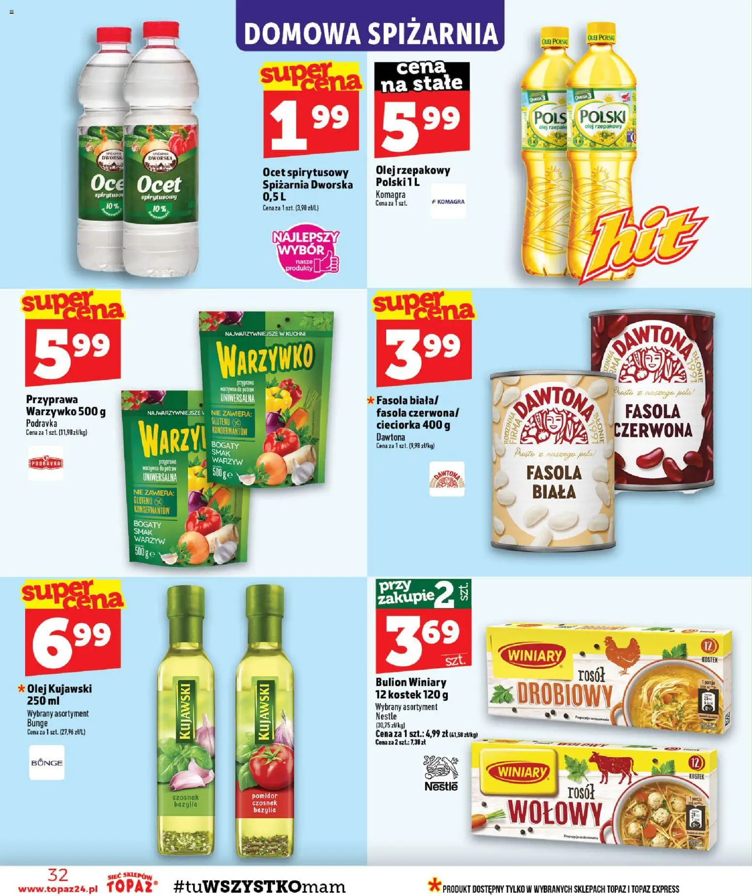 Topaz gazetka - MAZ od 13.08.2026 | Strona: 32 | Produkty: Olej rzepakowy, Ocet, Cieciorka, Bazylia