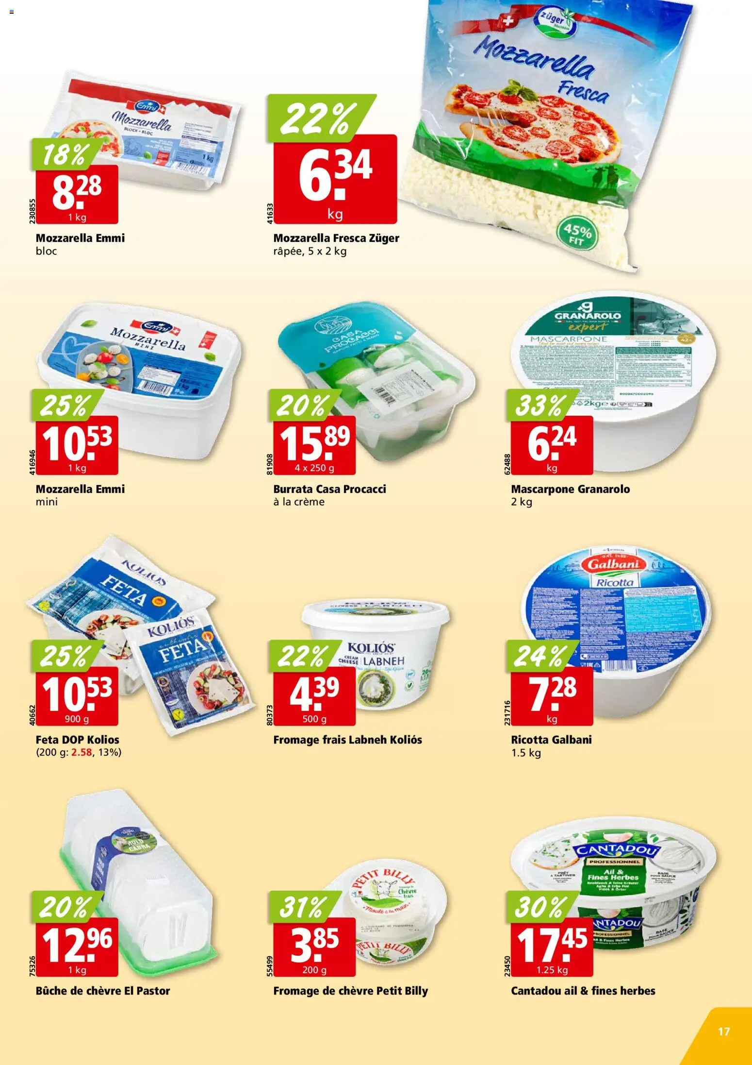 Aligro aktionen Chavannes, Matran, Genève, Sion – gültig ab 17.08.2026 | Seite: 17 | Produkte: Feta, Mascarpone, Creme, Ricotta