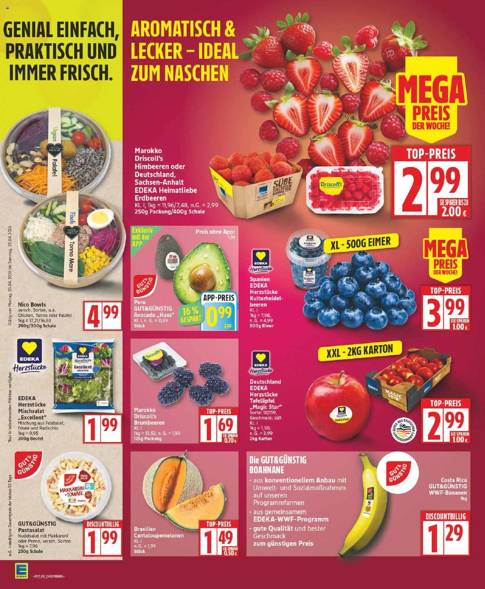 Edeka Prospekt 	 – gültig ab 20.04.2026 | Seite: 2 | Produkte: Fisch, Avocado, Pasta, Erdbeeren