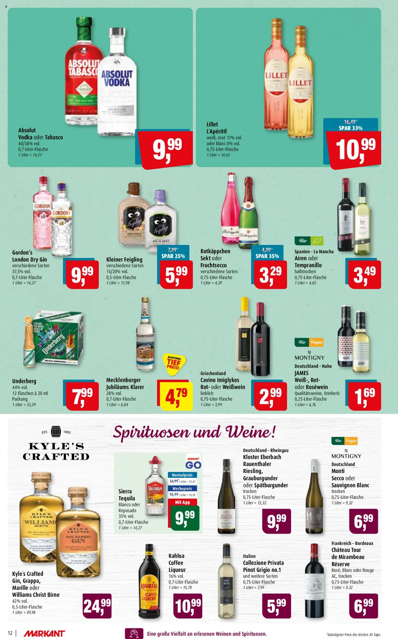 Markant Prospekt – gültig ab 31.08.2026 | Seite: 12 | Produkte: Weißwein, Birne, Rotkäppchen, Underberg