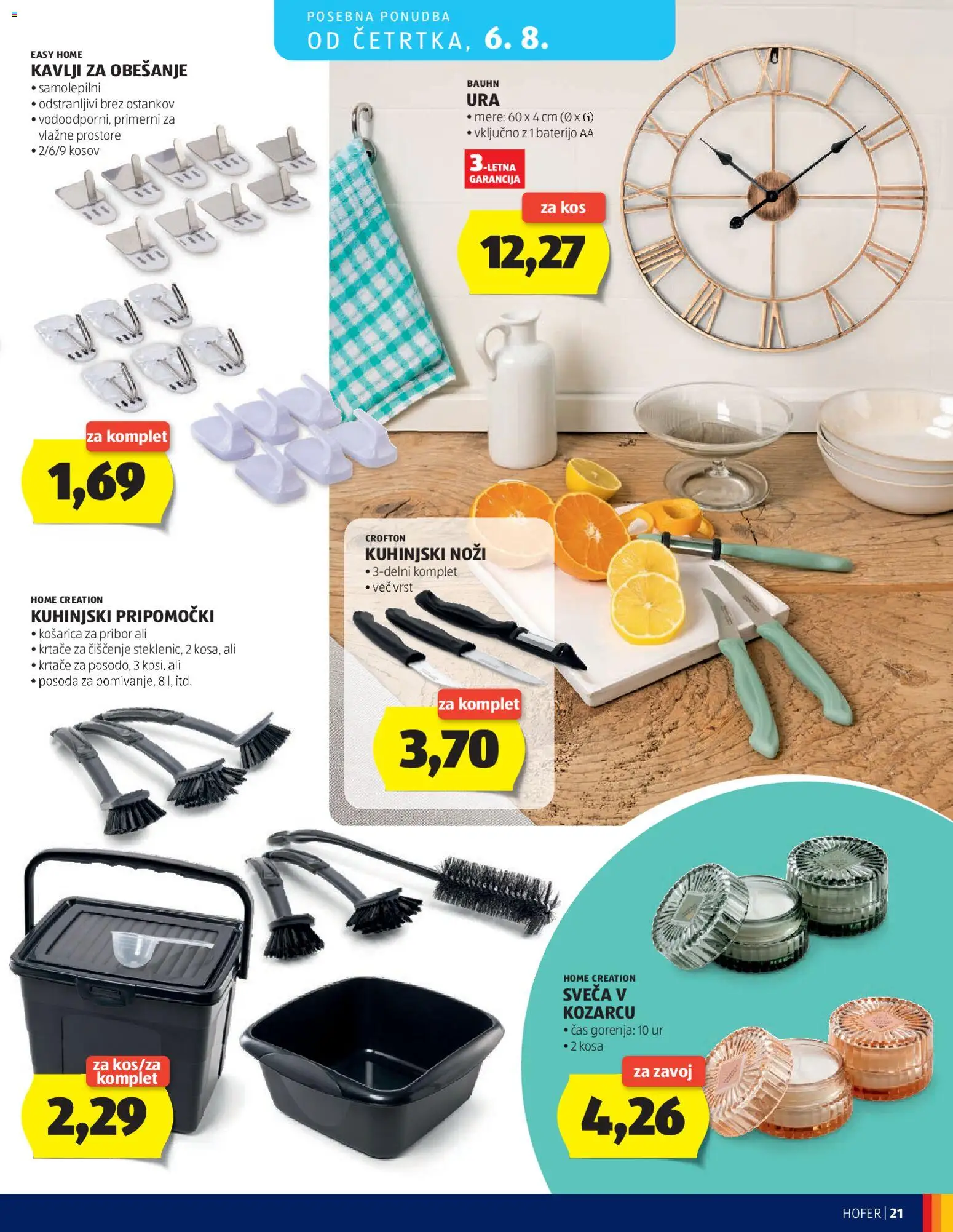 Novi Hofer katalog ponudbe – veljaven od 29.07.2026 | Stran: 21 | Izdelki: Ura, Pribor, Sveča, Kos