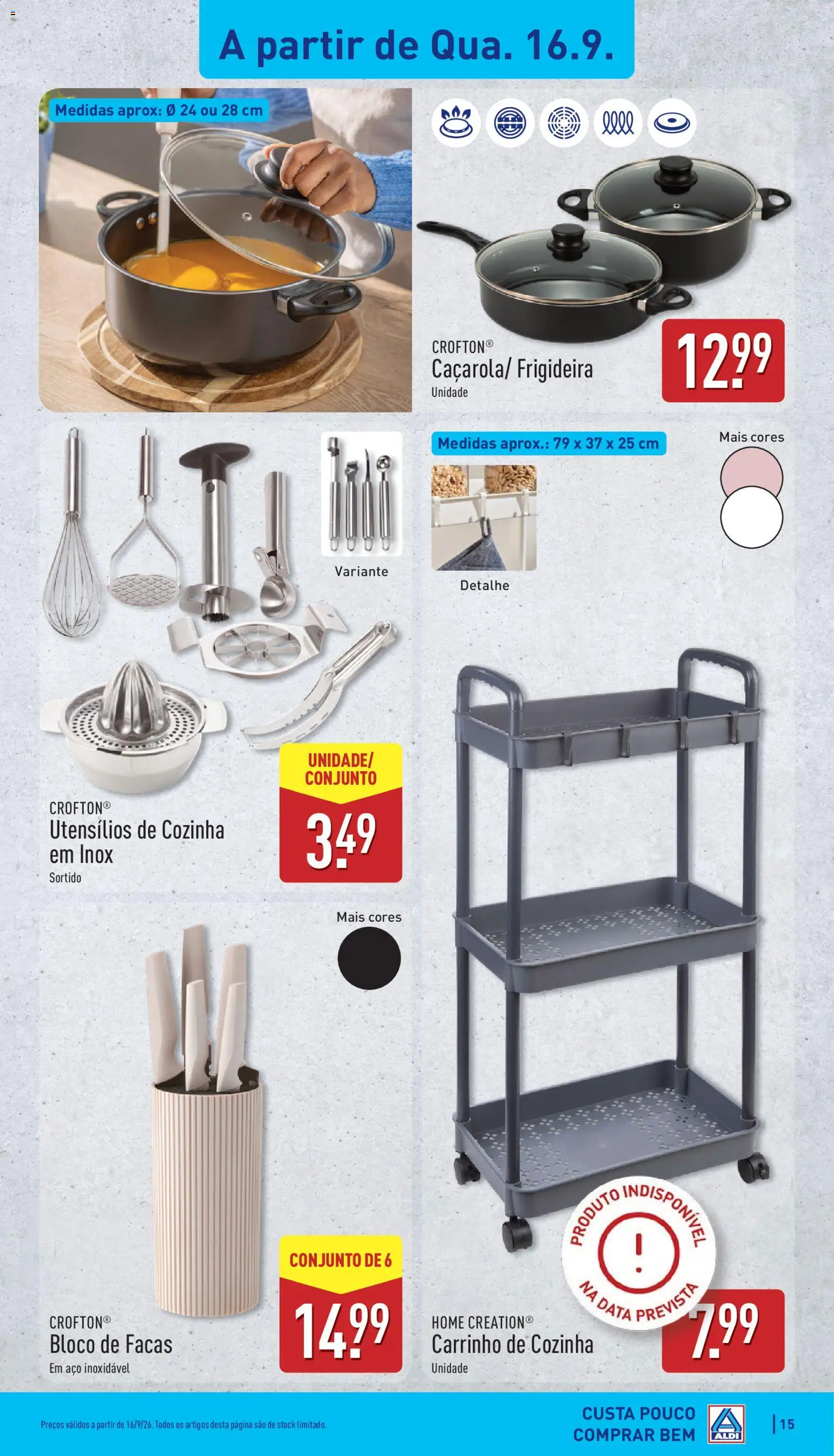 Aldi folheto │ válido de 14/09/2026 | Página: 15 | Produtos: Frigideira, Facas