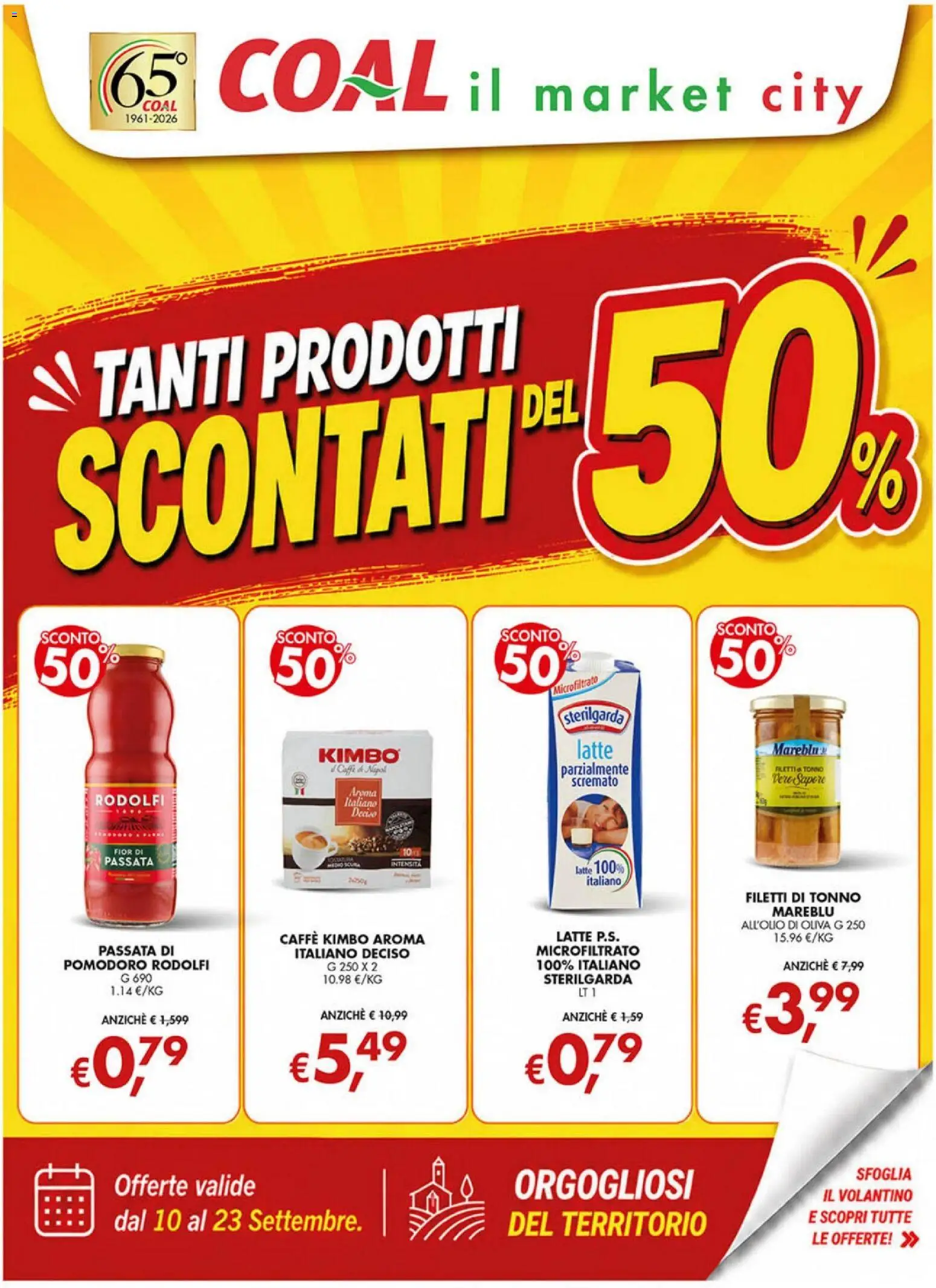 Volantino Coal del 10/09/2026 | Pagina: 1 | Prodotti: Caffè, Latte, Tonno, Kimbo