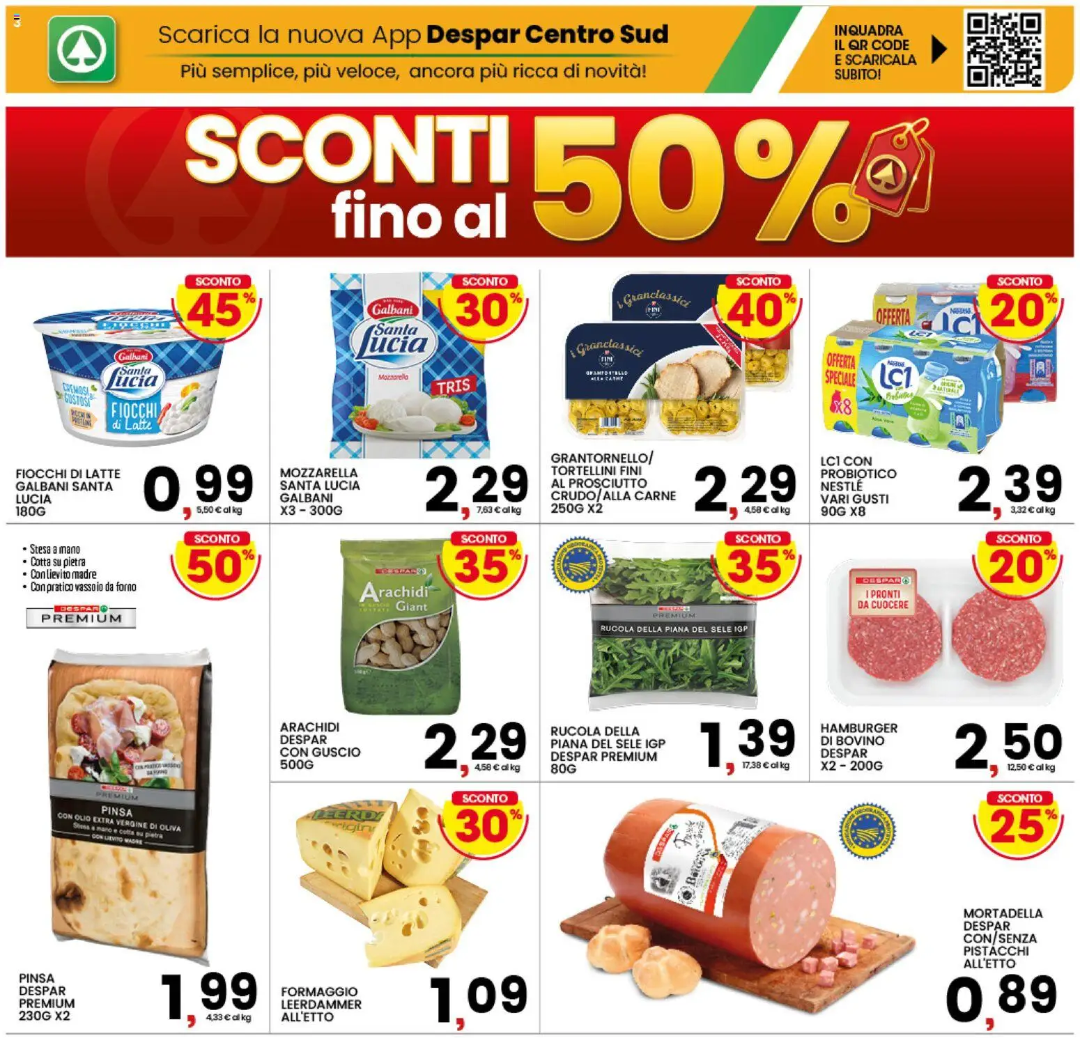 Volantino Interspar del 31/08/2026 | Pagina: 3 | Prodotti: Fiocchi, Mozzarella, Olio, Hamburger
