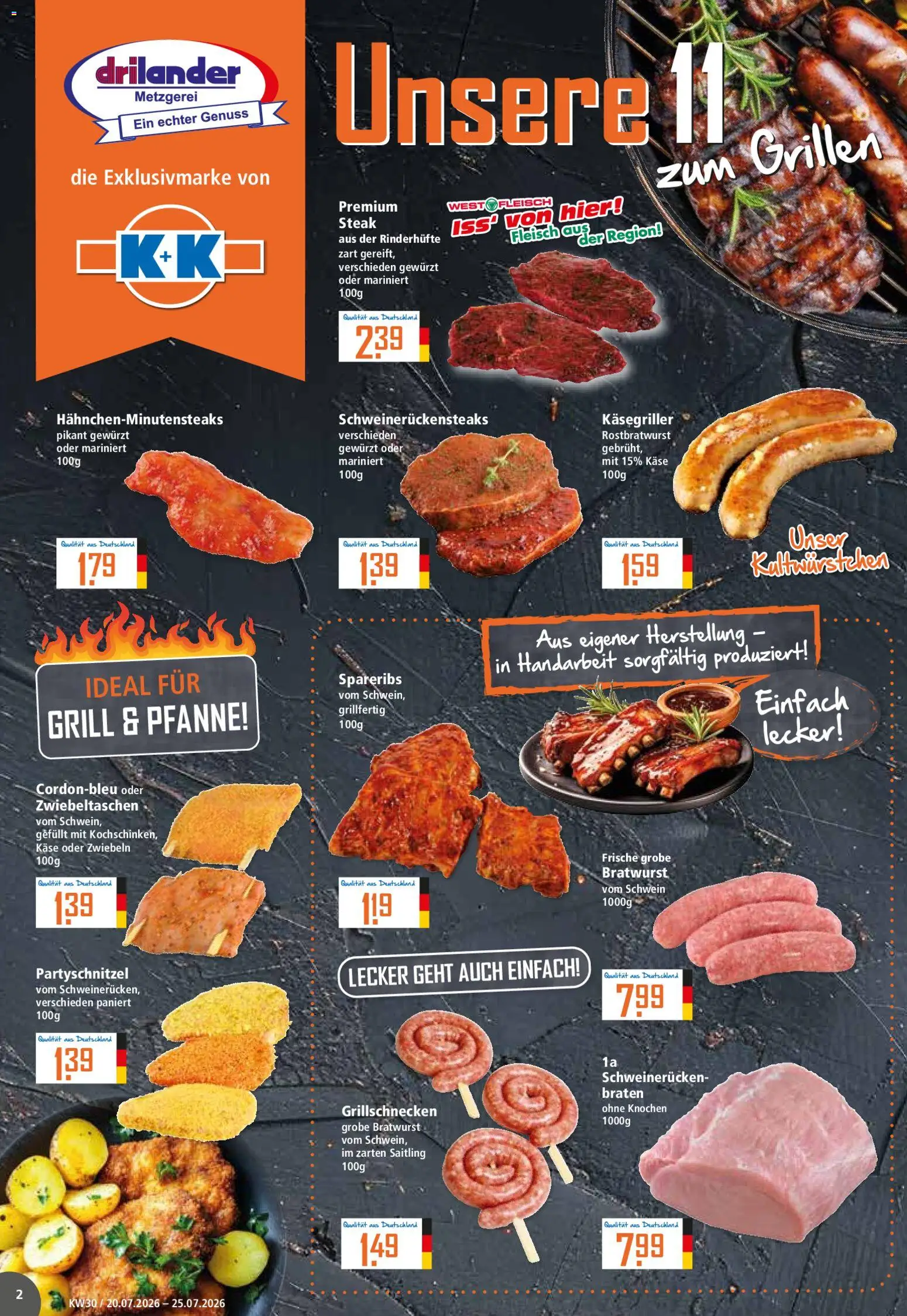 Klaas & Kock Prospekt – gültig ab 20.07.2026 | Seite: 2 | Produkte: Grill, Zwiebeln, Schweinerucken, Steak