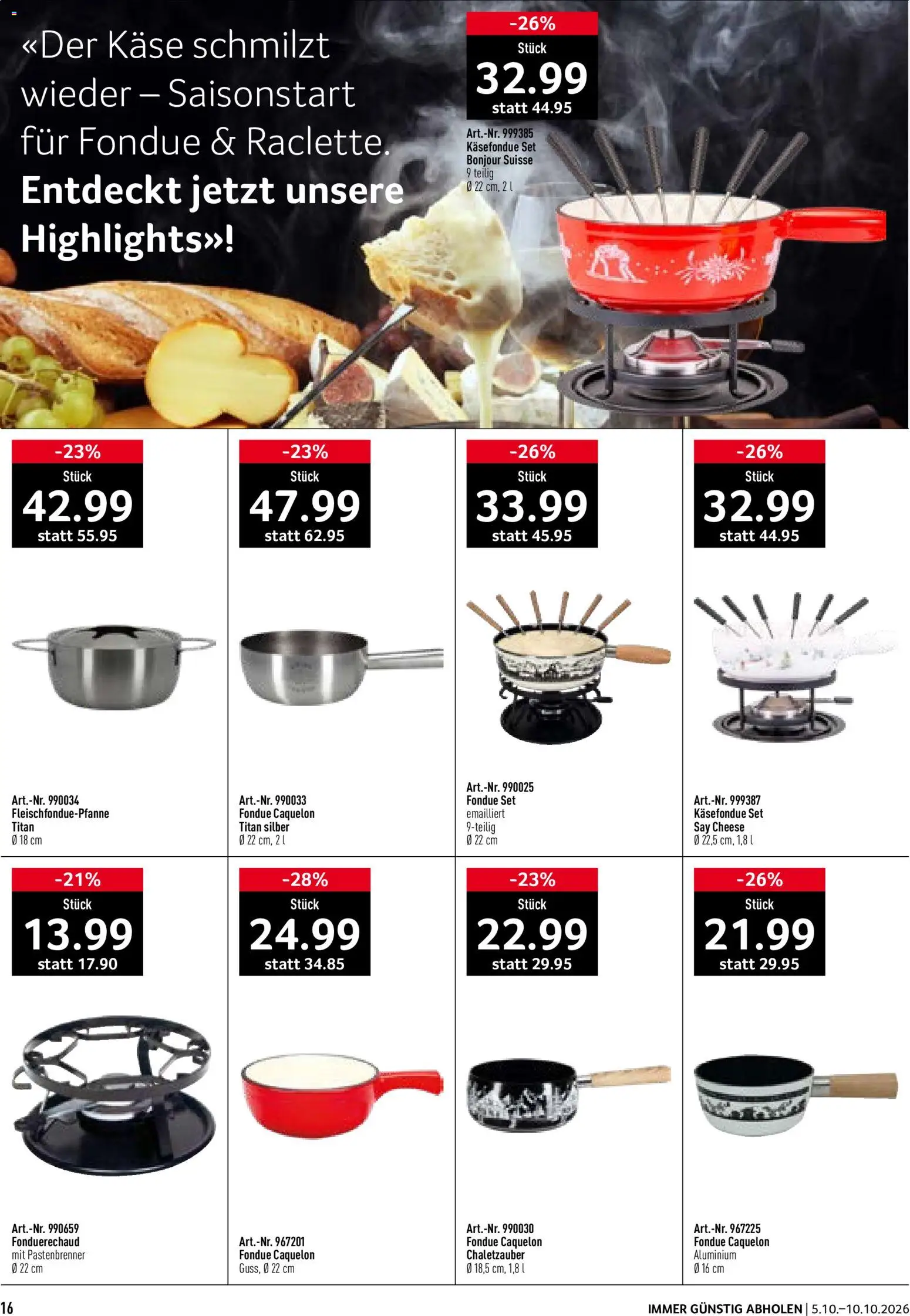 Prodega aktionen Fondue/Raclette – gültig ab 05.10.2026 | Seite: 16 | Produkte: Käse, Fondue