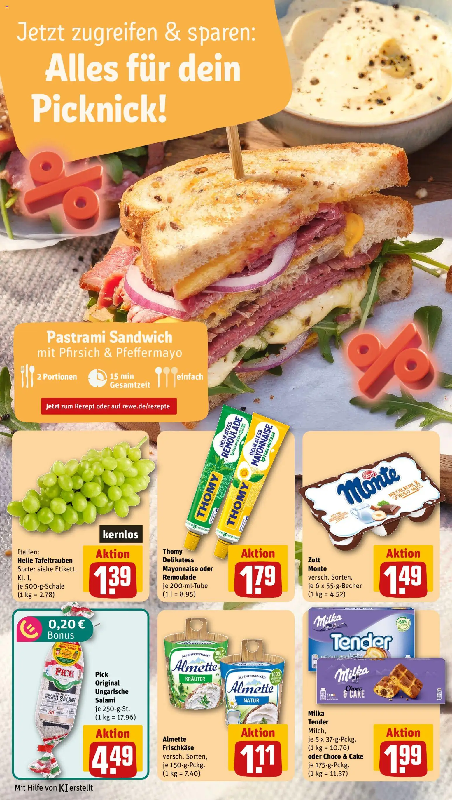 Rewe Prospekt – gültig ab 10.08.2026 | Seite: 8 | Produkte: Almette, Mayonnaise, Pfirsich, Frischkase