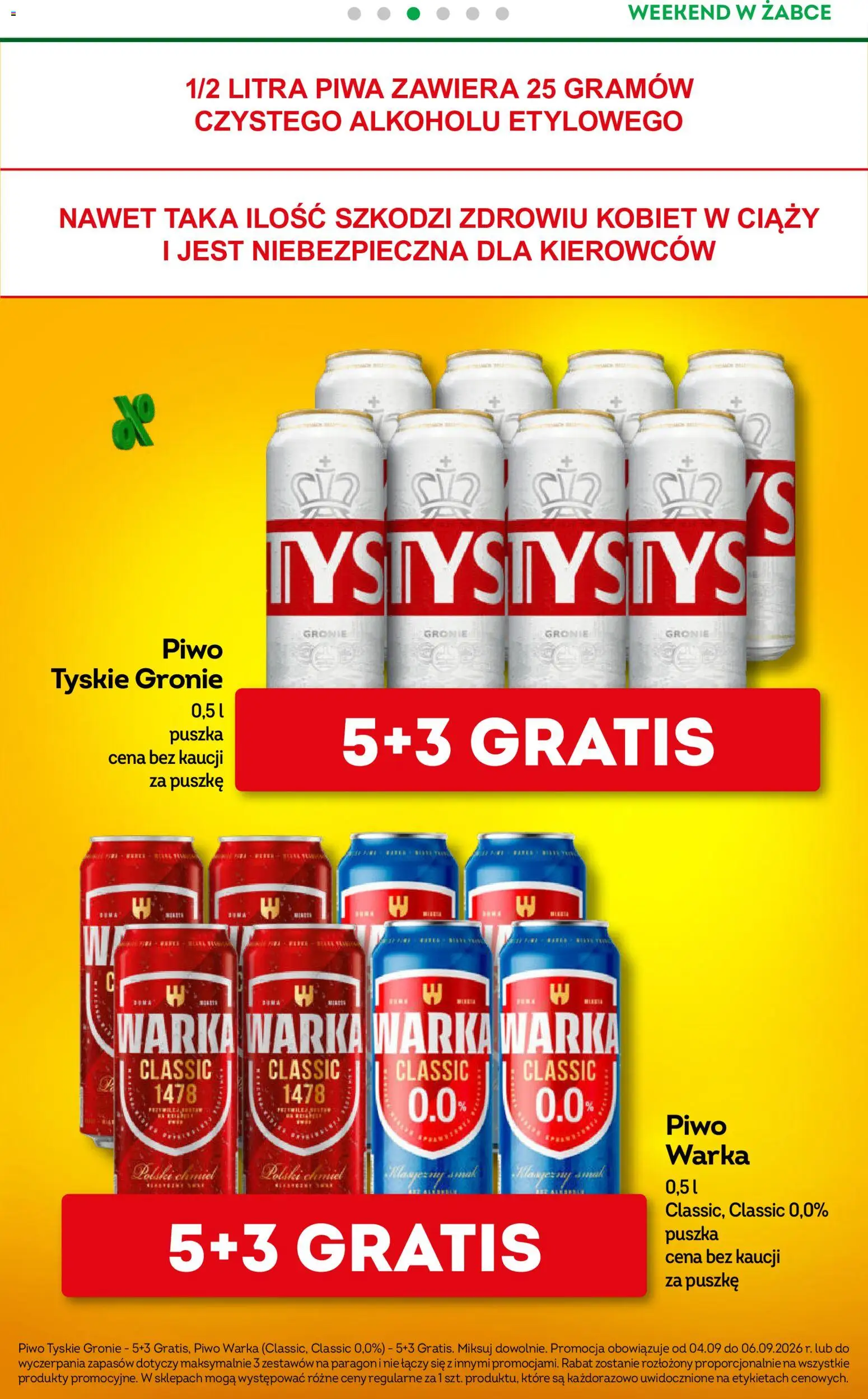 Żabka gazetka - Weekendowe promocje od 04.09.2026 | Strona: 3 | Produkty: Warka, Piwo Warka, Tyskie, Piwo