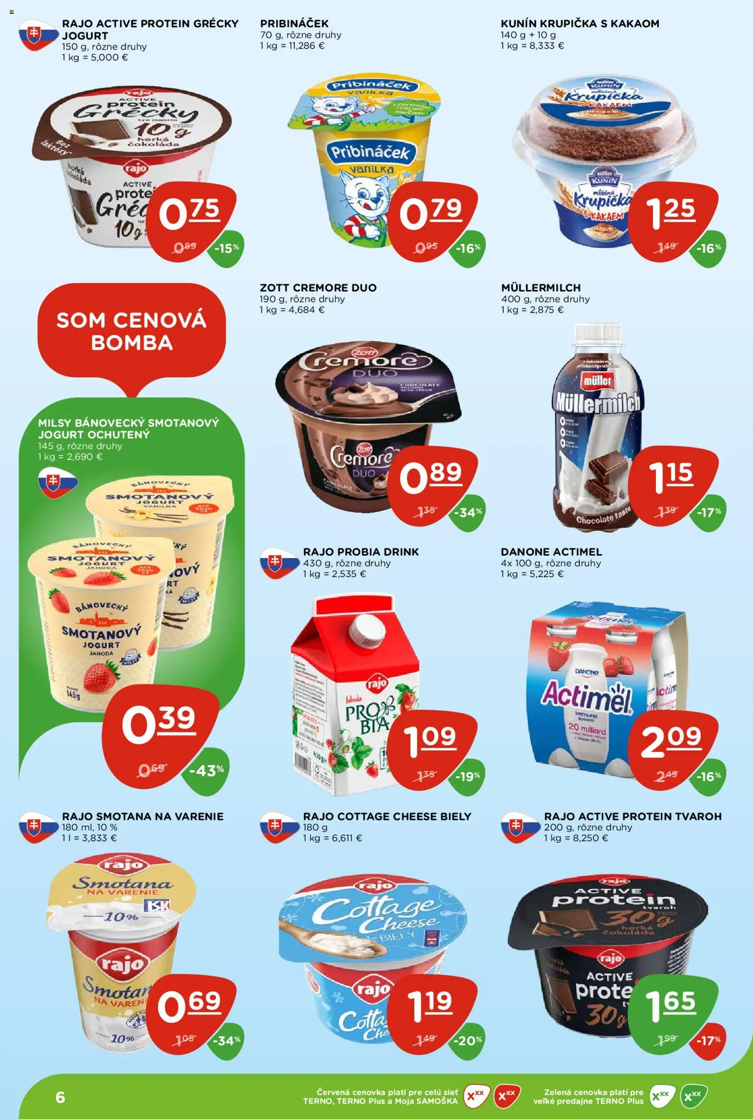 Nové Terno akcie – leták je platný od 25.06.2026 | Strana: 6 | Produkty: Jogurt, Protein, Tvaroh, Actimel