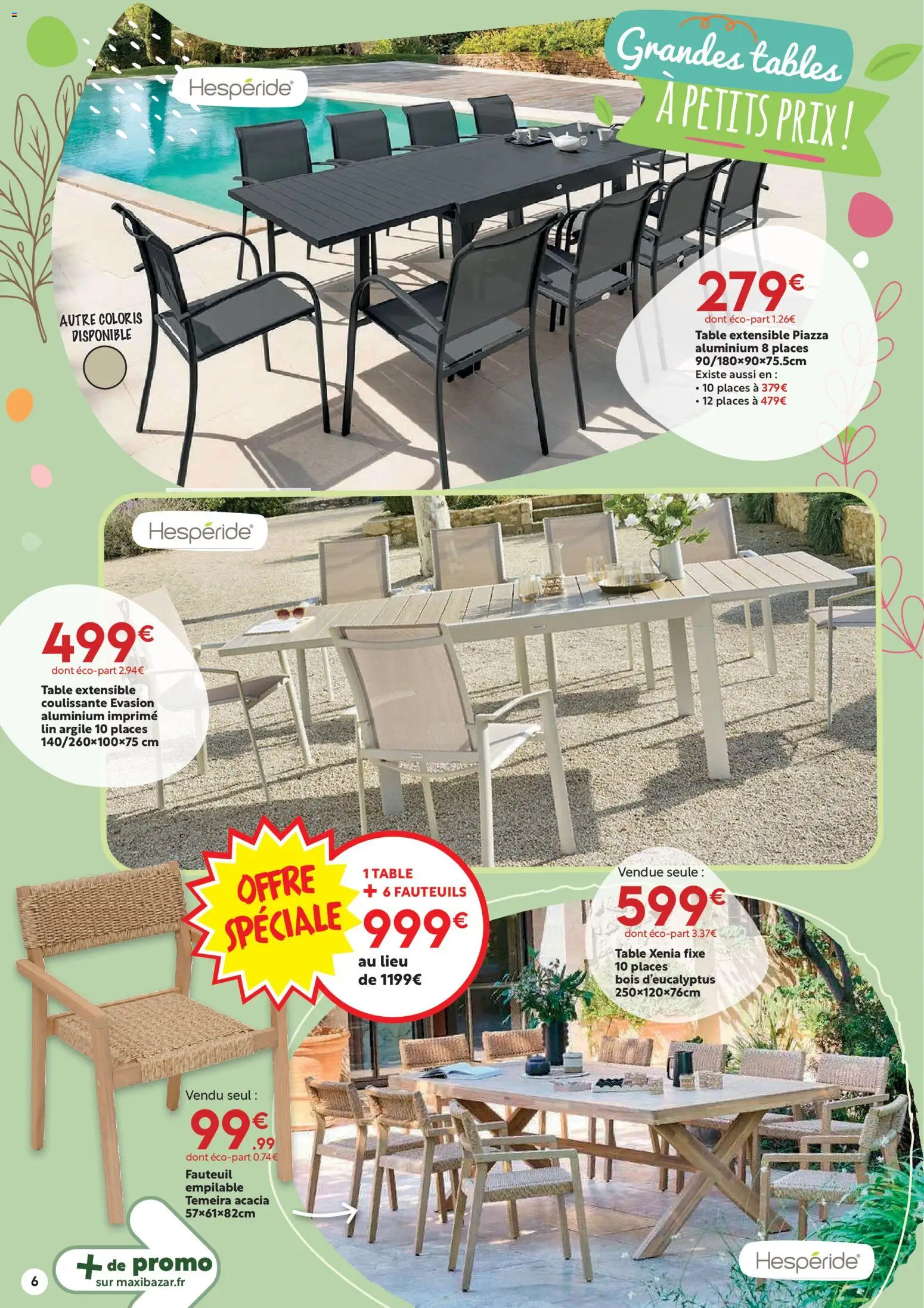 {H1} | Page: 6 | Produits: Table extensible, Argile, Fauteuil, Table