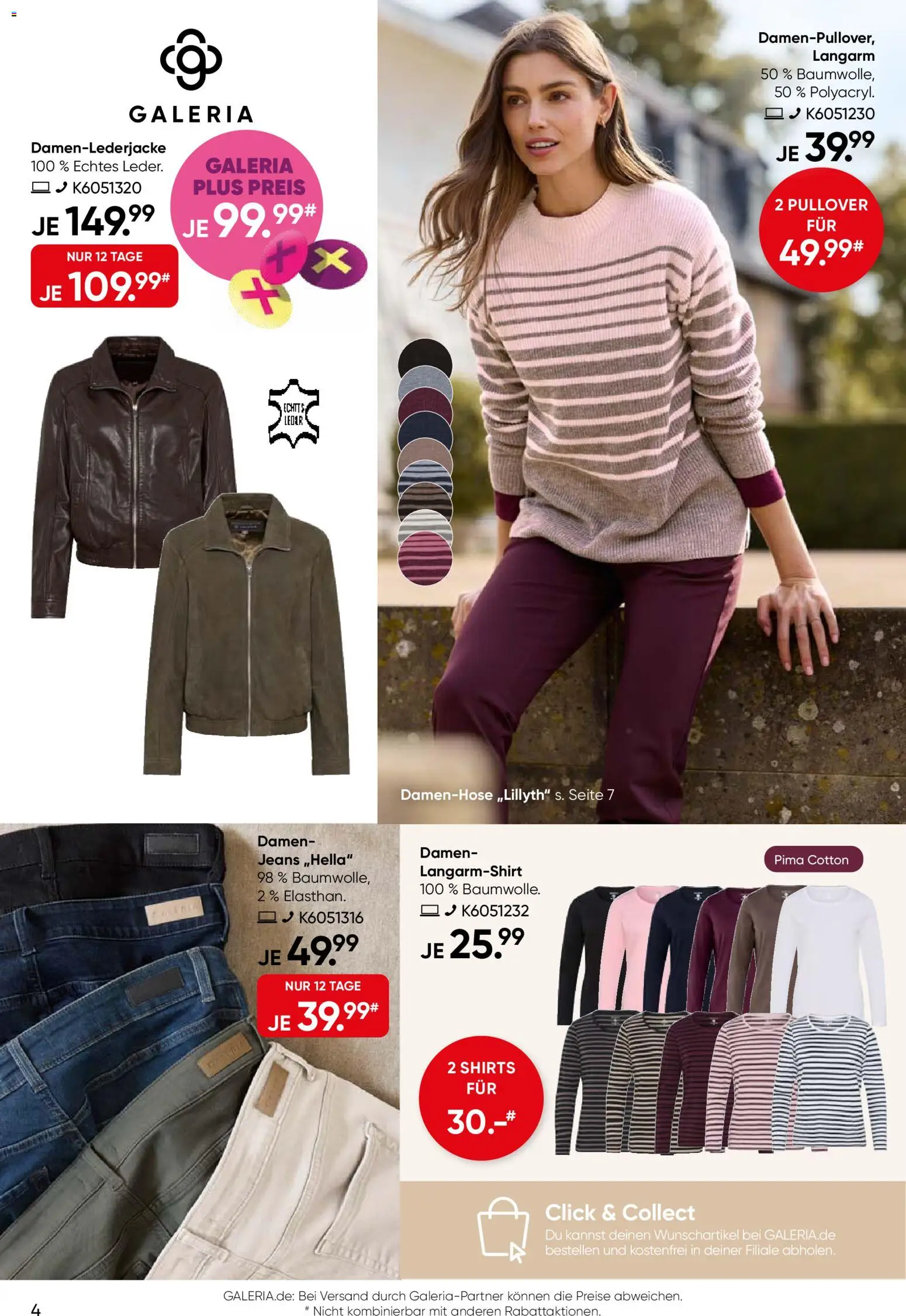 Galeria Karstadt Kaufhof Prospekt – gültig ab 16.09.2026 | Seite: 4 | Produkte: Langarmshirt, Pullover, Jeans