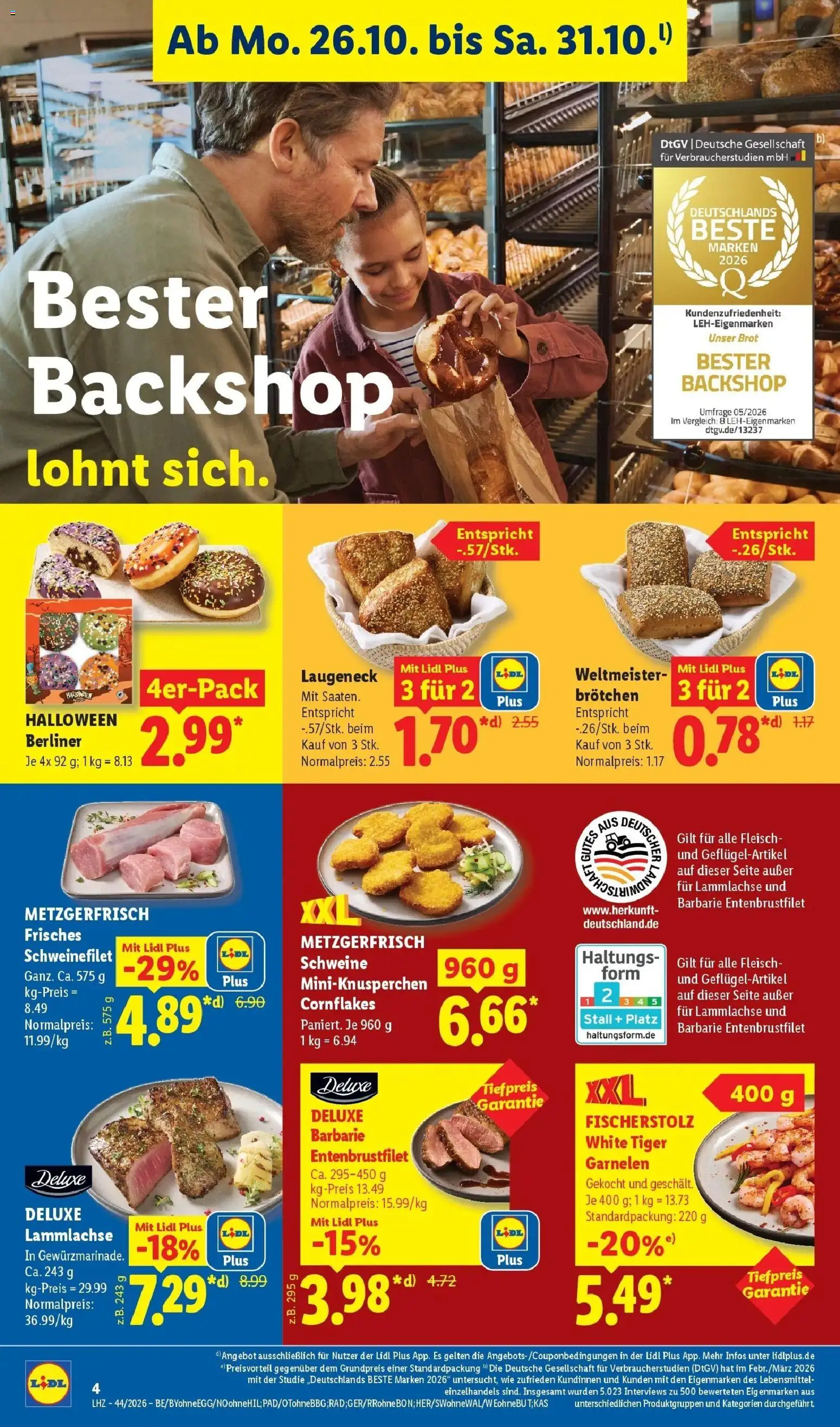 Lidl Prospekt Mahlow (ab 26.10.2026) zum Blättern » Angebote | Seite: 10 | Produkte: Berliner, Schweinefilet, Brot, Fleisch