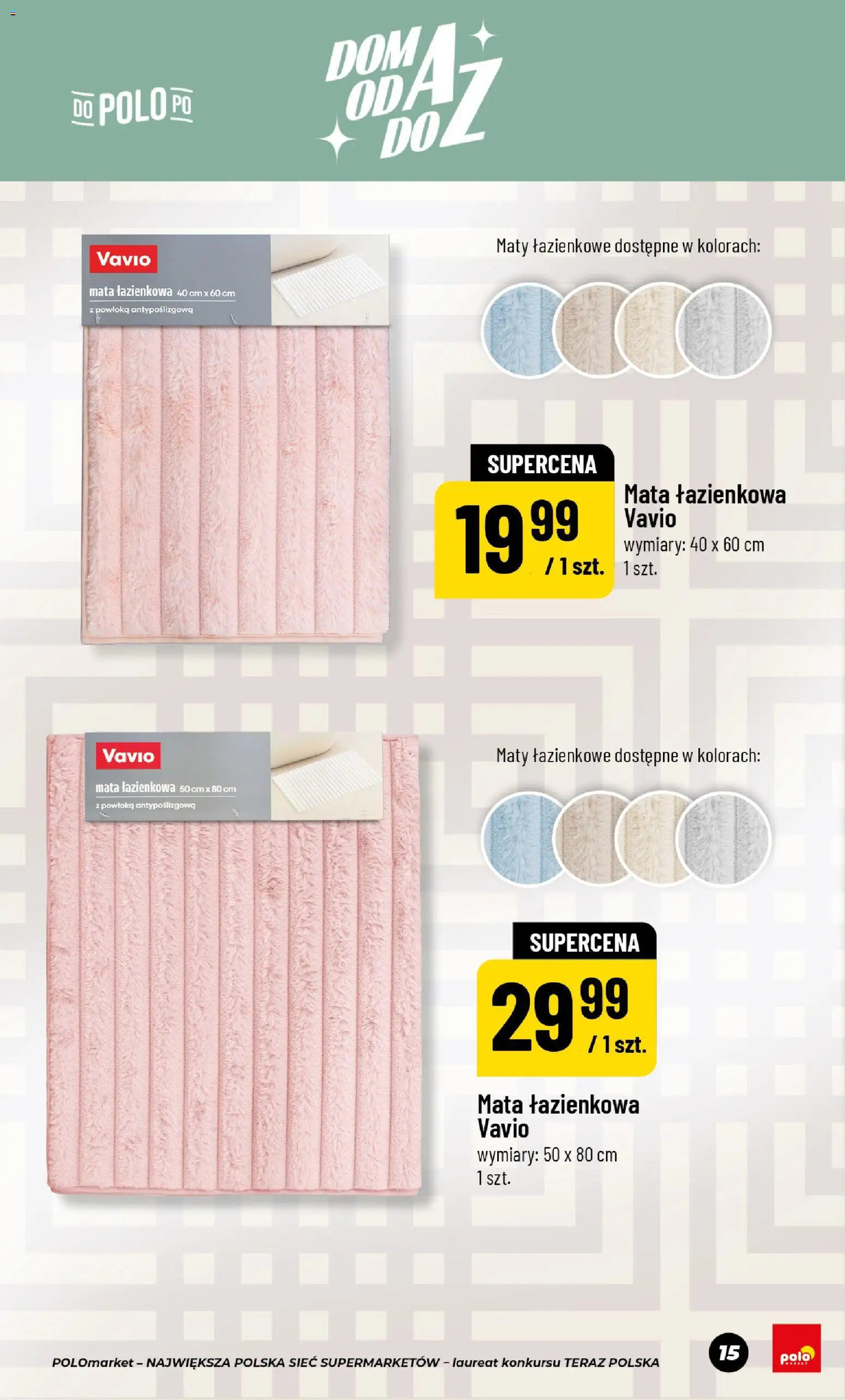 POLOmarket gazetka - Dom Przetwory od 22.05.2026 | Strona: 15 | Produkty: Mata łazienkowa