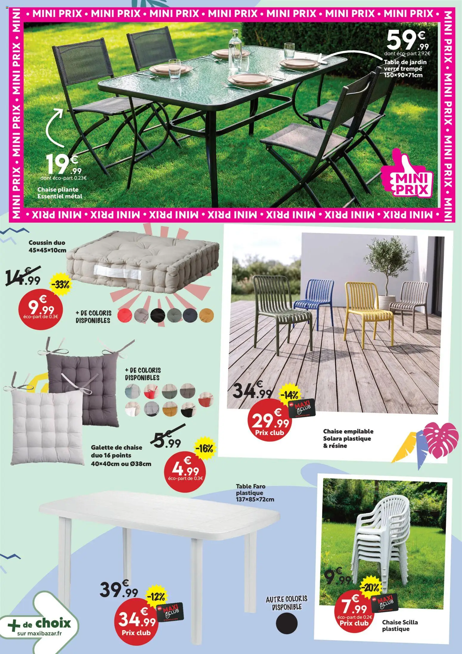 {H1} | Page: 7 | Produits: Table de jardin, Table, Chaise, Galette de chaise
