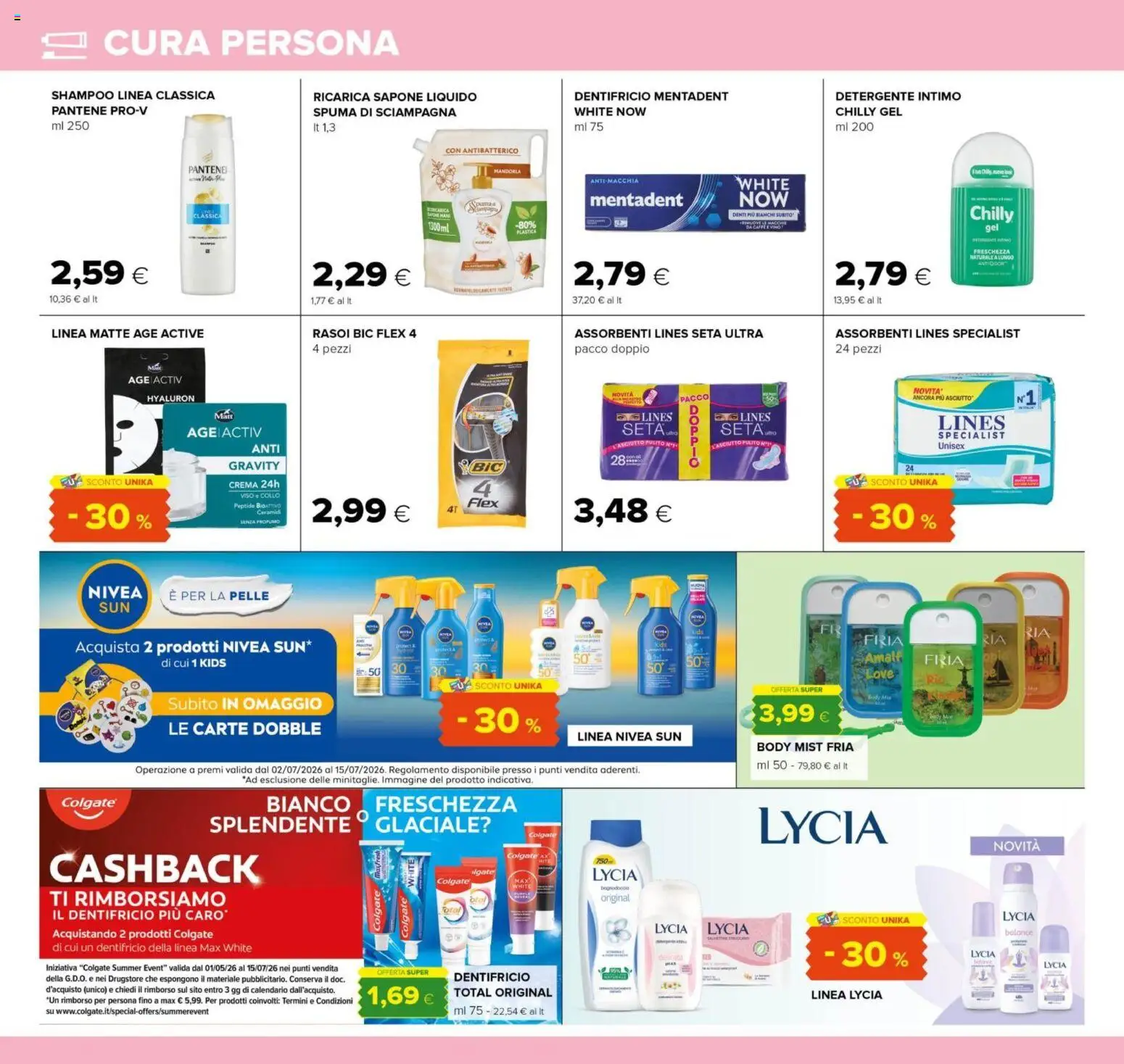 Volantino Oasi del 02/07/2026 | Pagina: 22 | Prodotti: Detergente intimo, Detergente, Intimo, Profumo