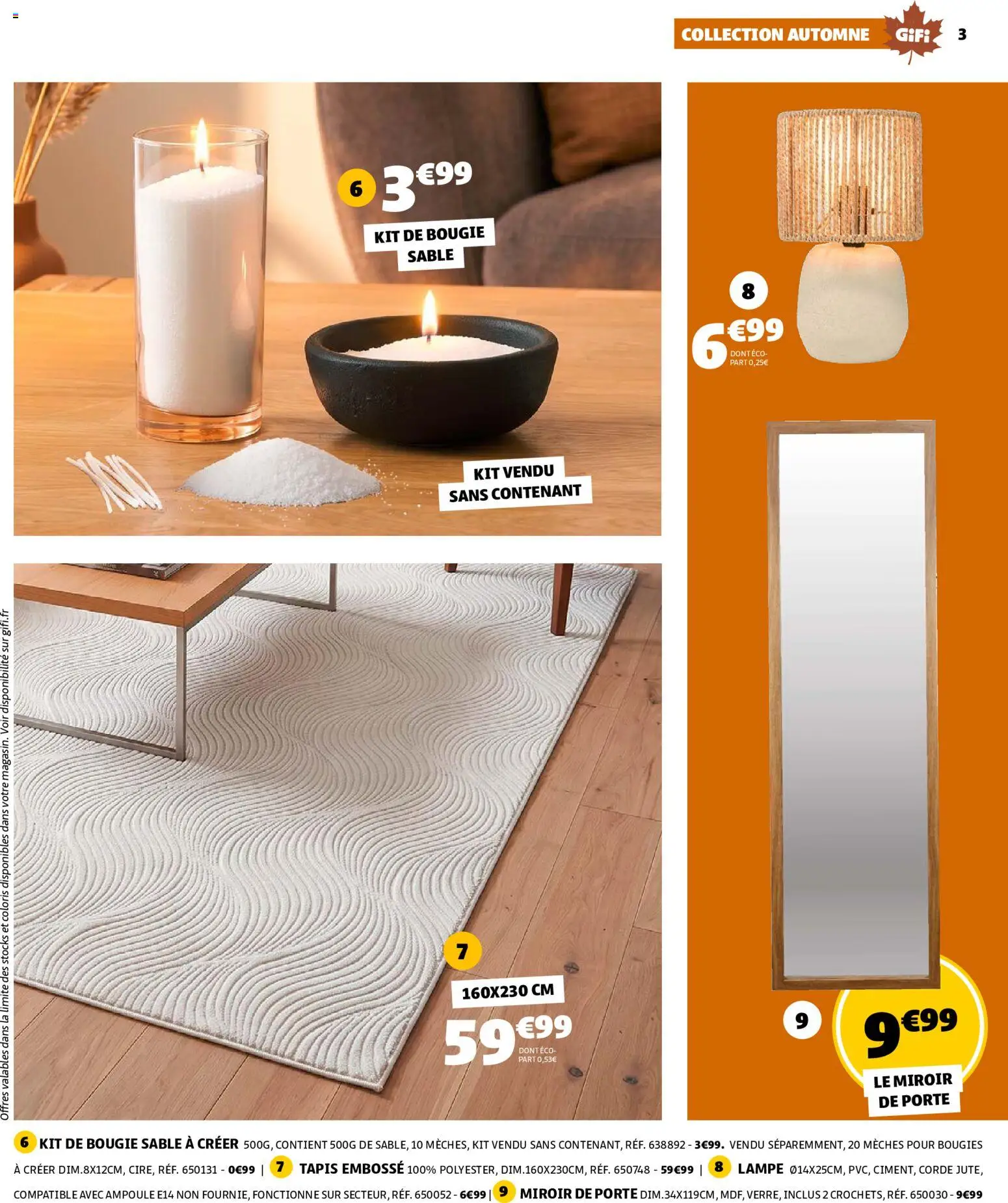 {H1} | Page: 3 | Produits: Ampoule, Tapis, Lampe, Bougies