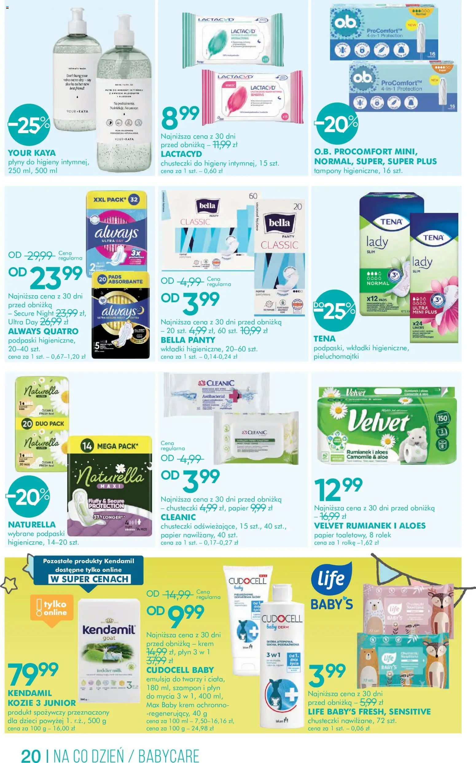 Super-pharm gazetka od 20.08.2026 | Strona: 20 | Produkty: Rumianek, Chusteczki, Tampony, Pieluchomajtki