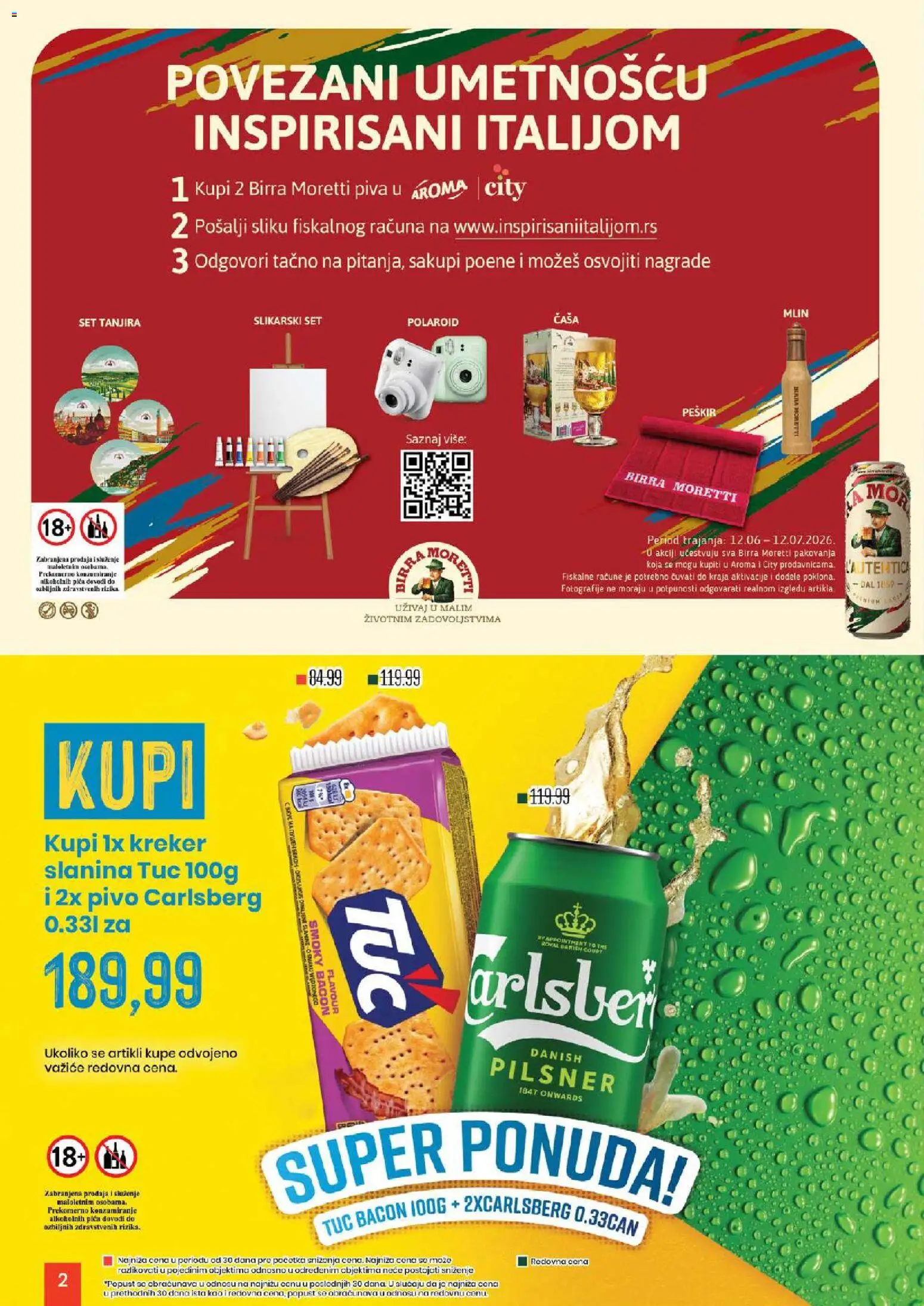 Aroma Market katalog - važi od 12.06.2026 | Strana: 2 | Proizvode: Mlin, Peškir, Pica, Carlsberg