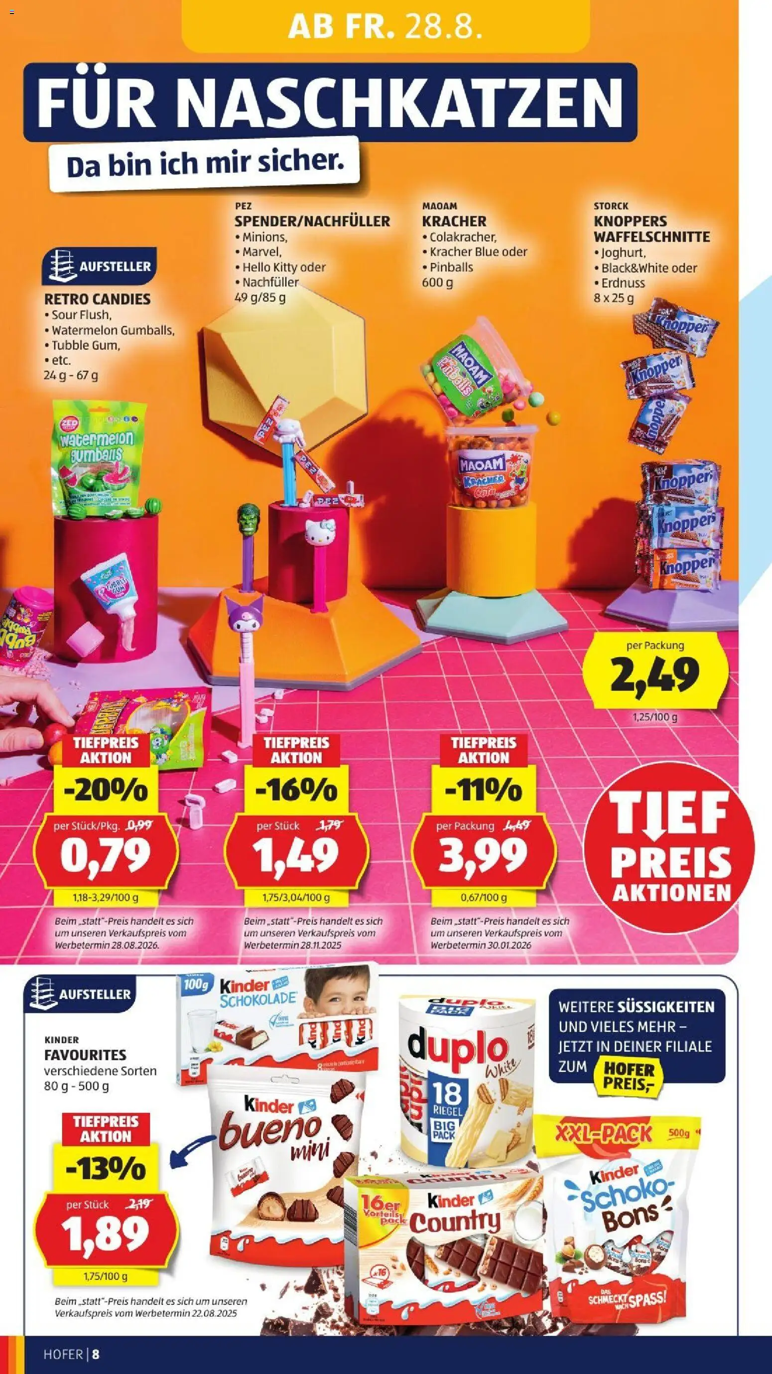 Hofer Flugblatt gültig ab 28.08.2026 | Seite: 18 | Produkte: Süßigkeiten, Schokolade