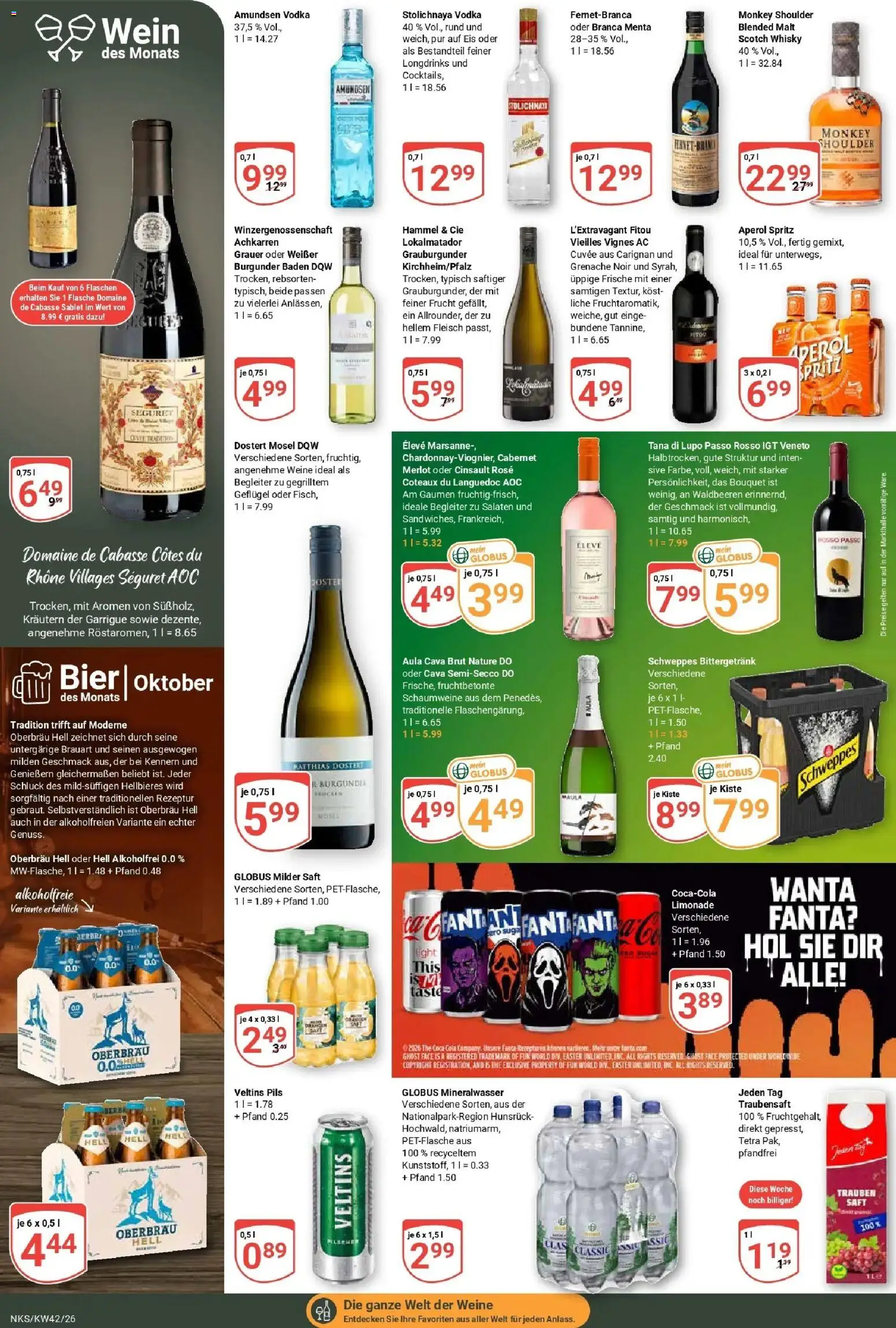 Globus Prospekt Neunkirchen (ab 12.10.2026) » Angebote online | Seite: 18 | Produkte: Cola, Limonade, Mineralwasser, Vodka