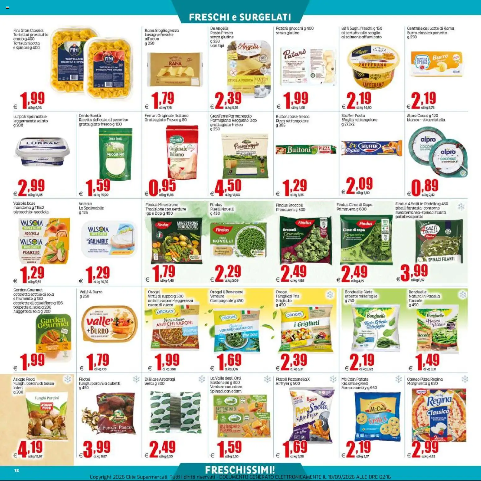 Volantino Elite Supermercati del 18/09/2026 | Pagina: 12 | Prodotti: Senza glutine, Patate, Edam, Parmigiano