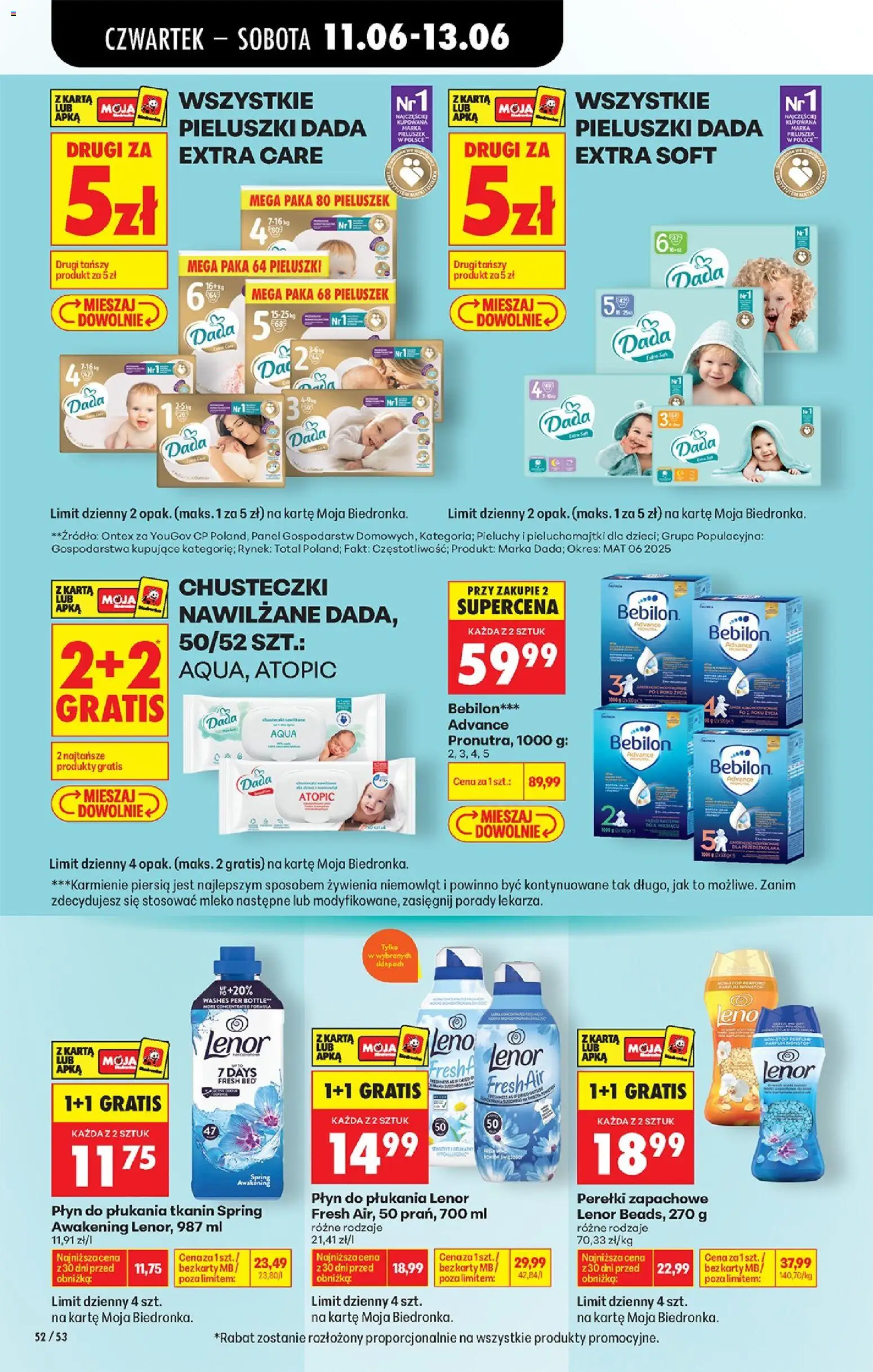 Biedronka gazetka od czwartku od 11.06.2026 | Strona: 66 | Produkty: Por, Pieluchomajtki, Mleko, Płyn do płukania Lenor