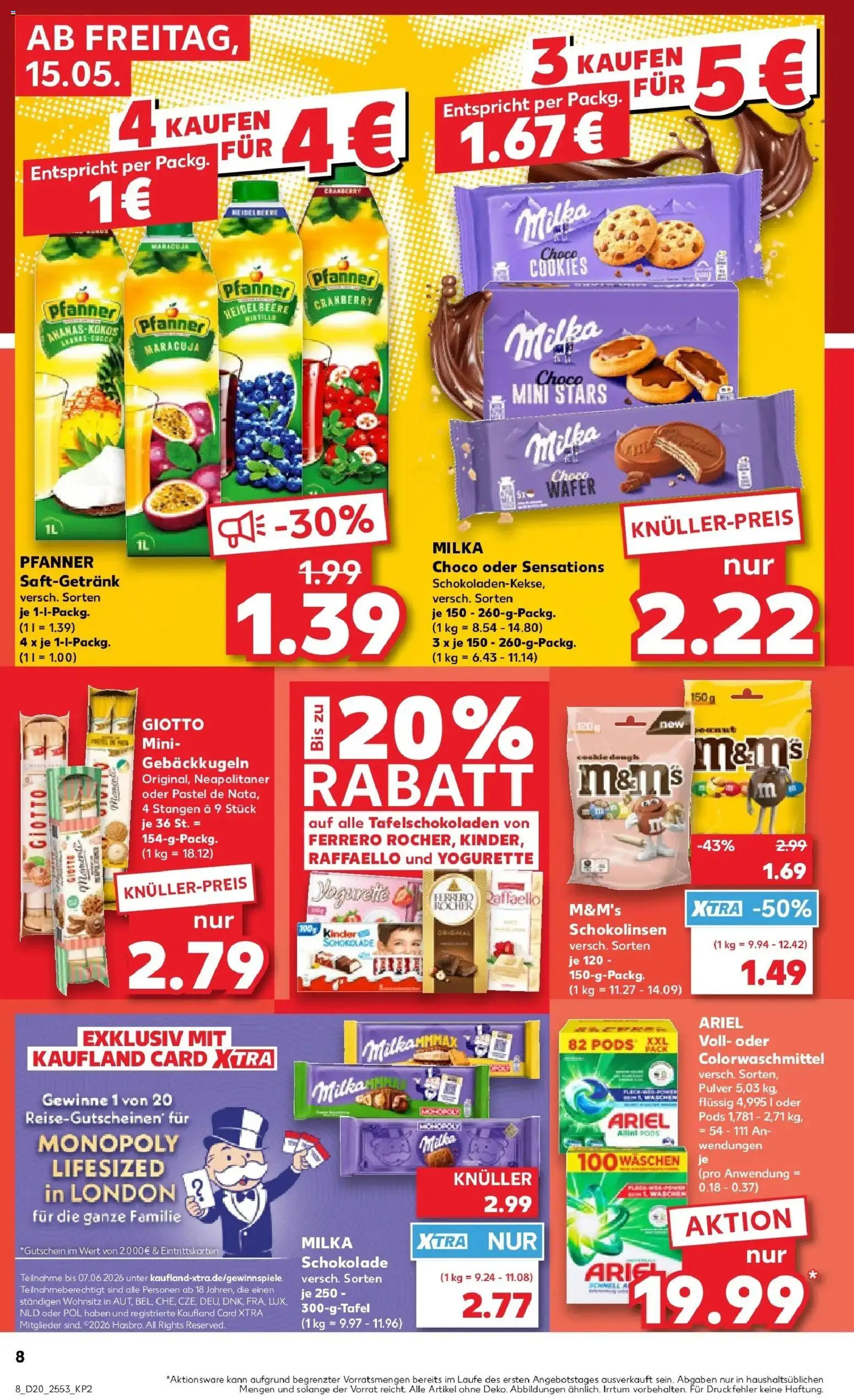 Kaufland Prospekt Edingen-Neckarhausen	 – gültig ab 10.05.2026 | Seite: 15 | Produkte: Ariel pods, Ariel, Schokolade, Milka