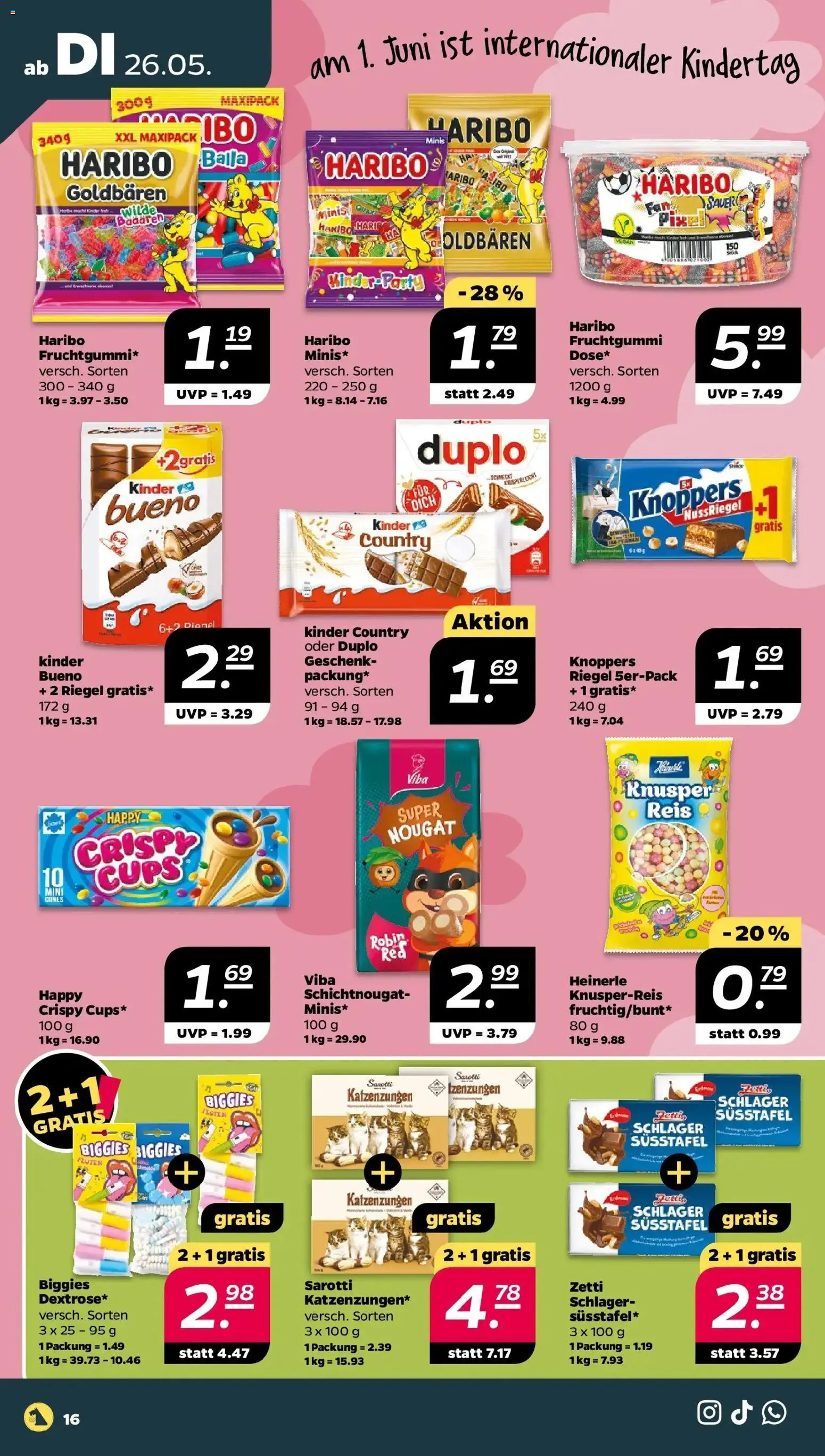 Netto Wochenangebote – gültig ab 26.05.2026 | Seite: 16 | Produkte: Haribo, Knoppers, Reis, Kinder country
