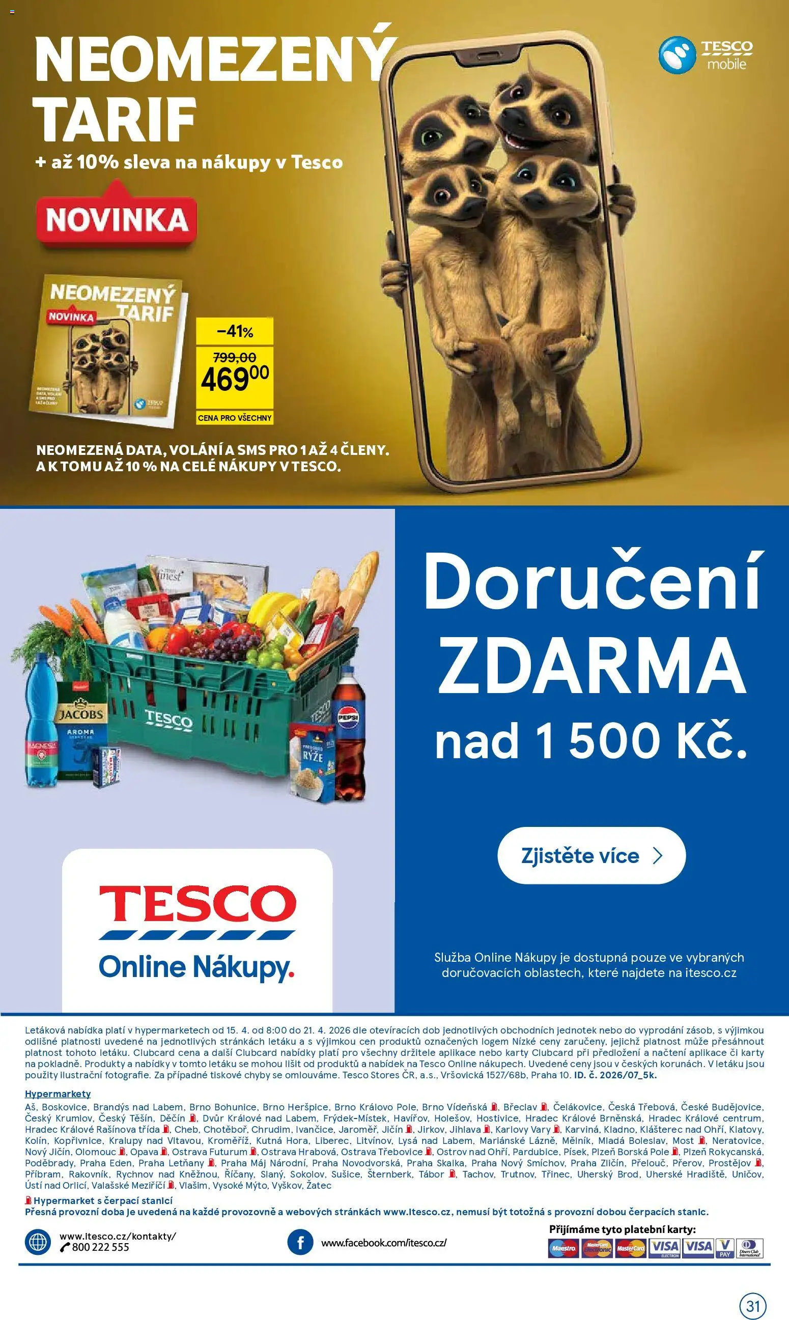 Tesco leták - Hypermarket od 15.04.2026 | Strana: 31 | Produkty: Mošt, Magnesia, Jacobs Aroma, Karty