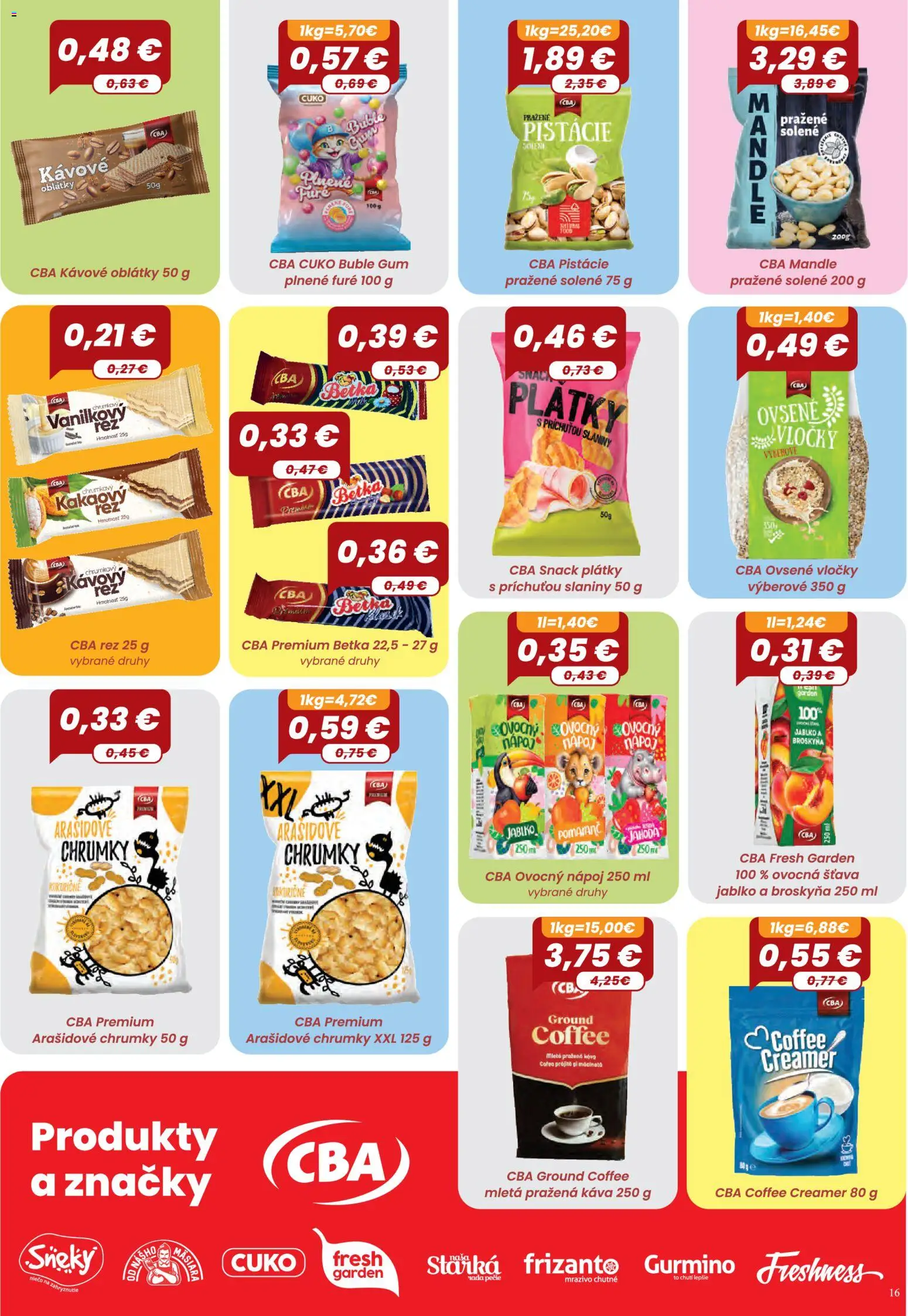 Nové Nitrazdroj akcie – leták je platný od 01.10.2026 | Strana: 16 | Produkty: Oblátky, Ovsené vločky, Pistácie, Mandle