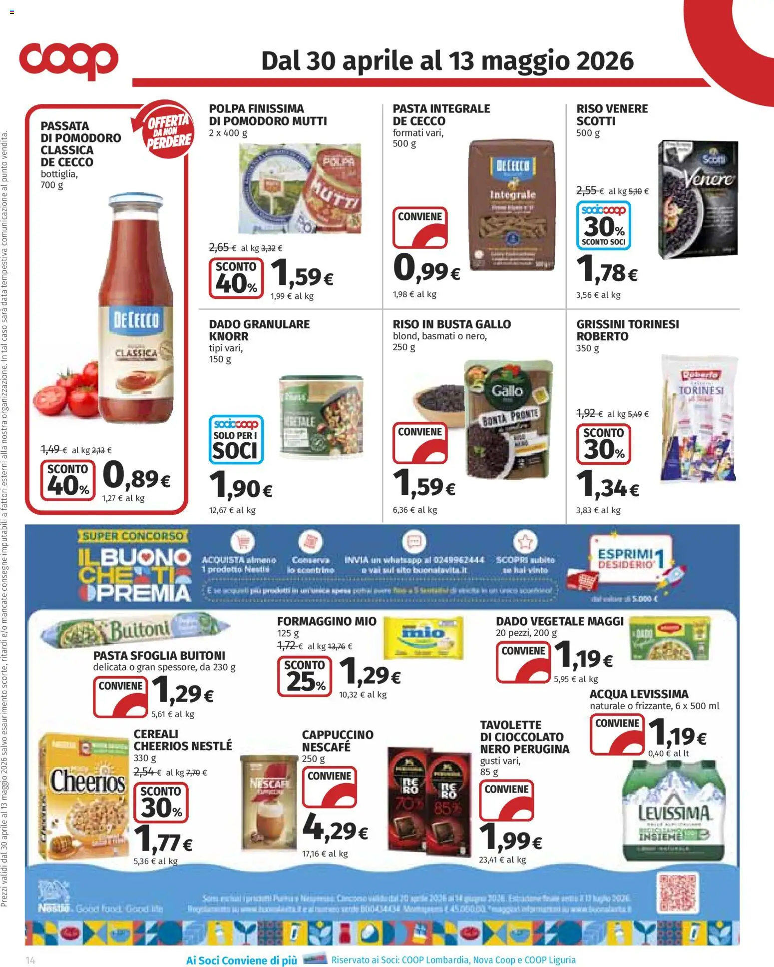 Volantino COOP del 30.04.2026 | Pagina: 14 | Prodotti: Pasta sfoglia, Acqua, Mutti, Grissini