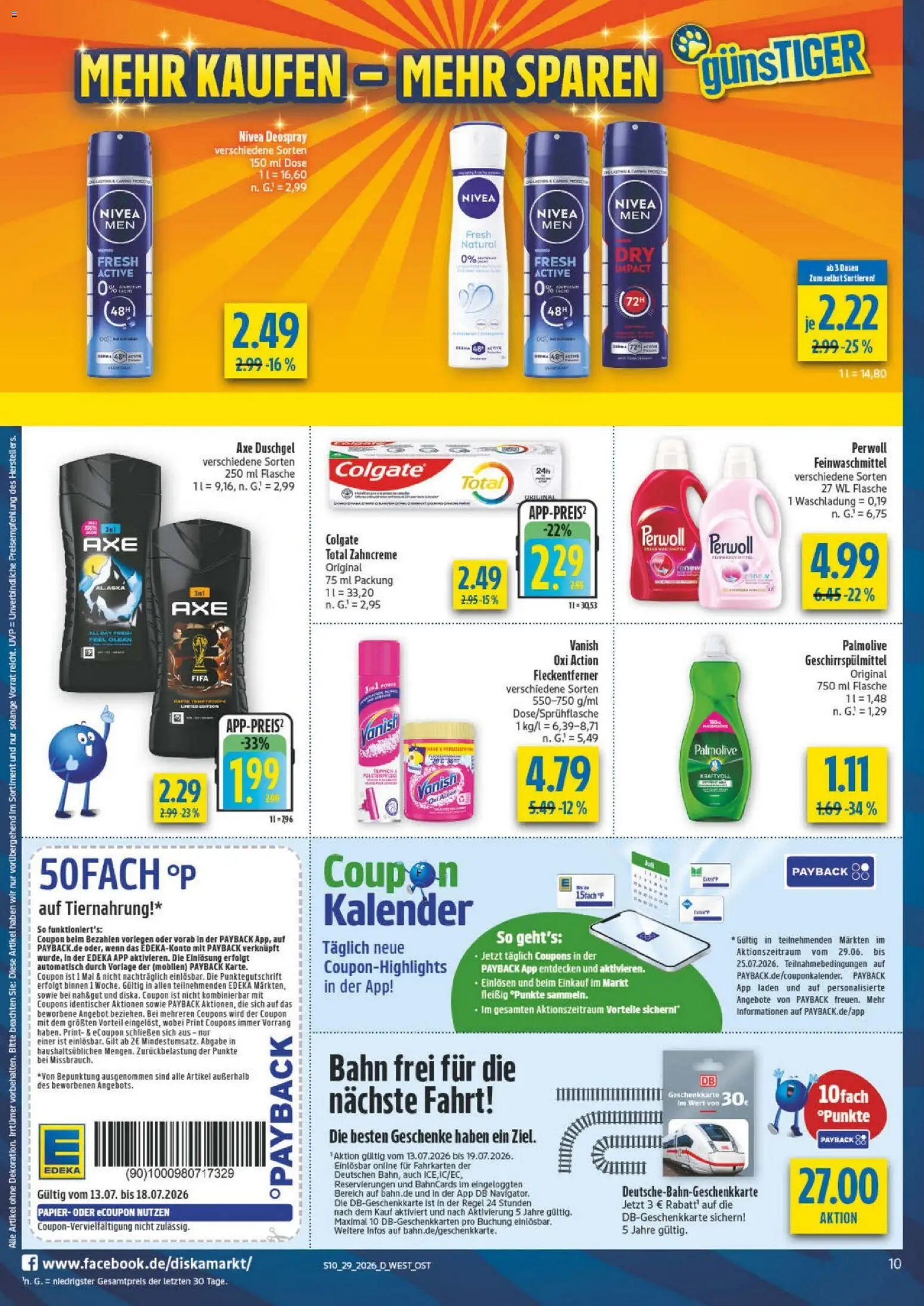 Diska - Diska Angebote Bayern KW28 – gültig ab 13.07.2026 | Seite: 10 | Produkte: Perwoll, Geschirrspülmittel, Axe, Deospray