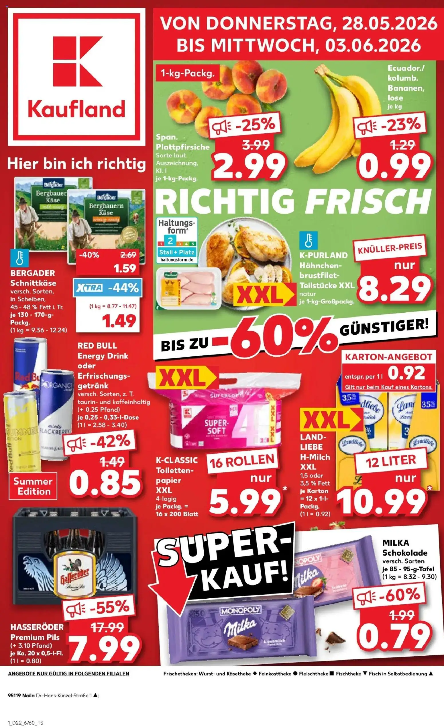 Kaufland Prospekt Naila – gültig ab 28.05.2026 | Seite: 1 | Produkte: Pils, Milka, Fisch, Toilettenpapier