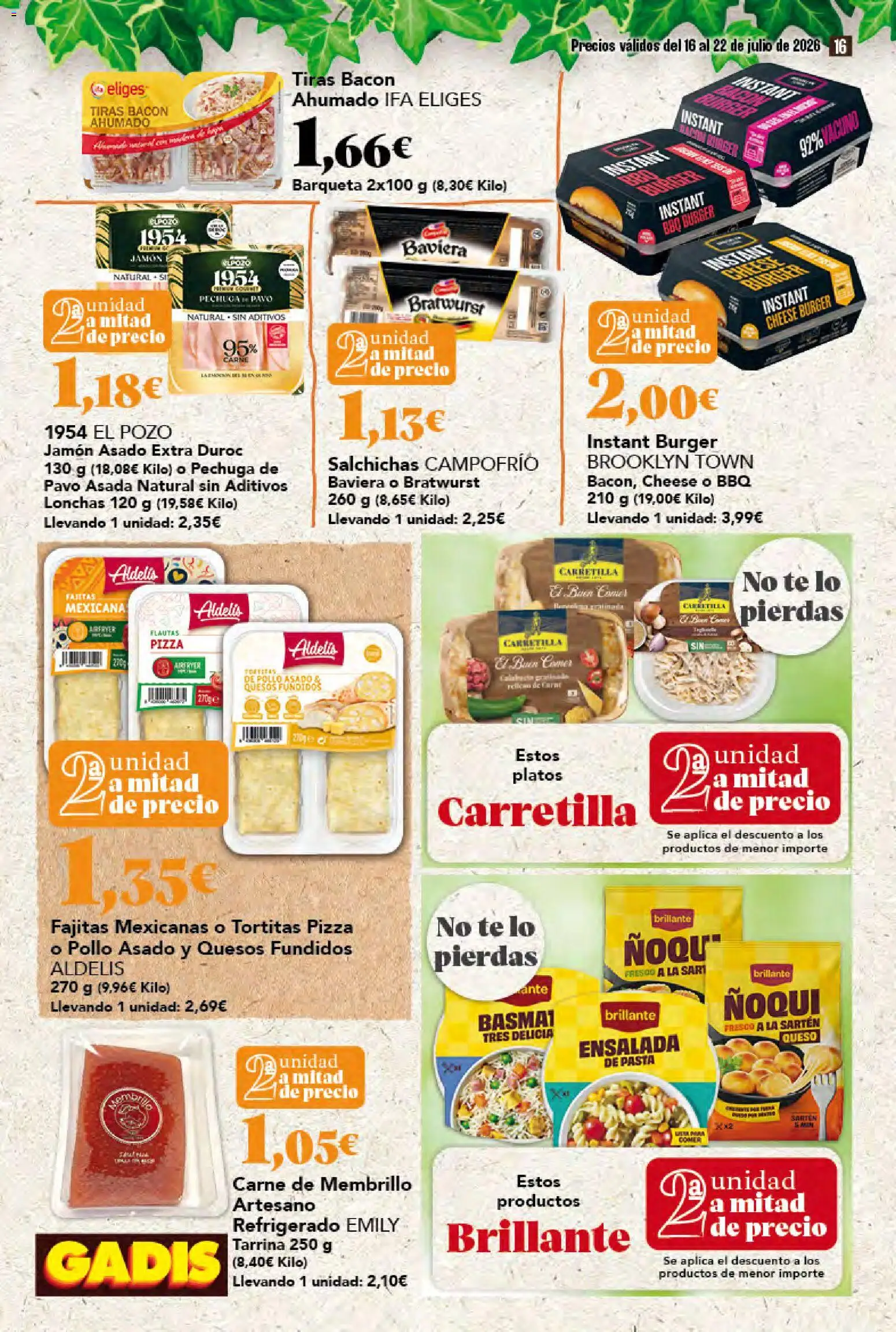 Gadis folleto │ válido desde el 16/07/2026 | Página: 16 | Productos: Queso, Jamón, Pizza, Té