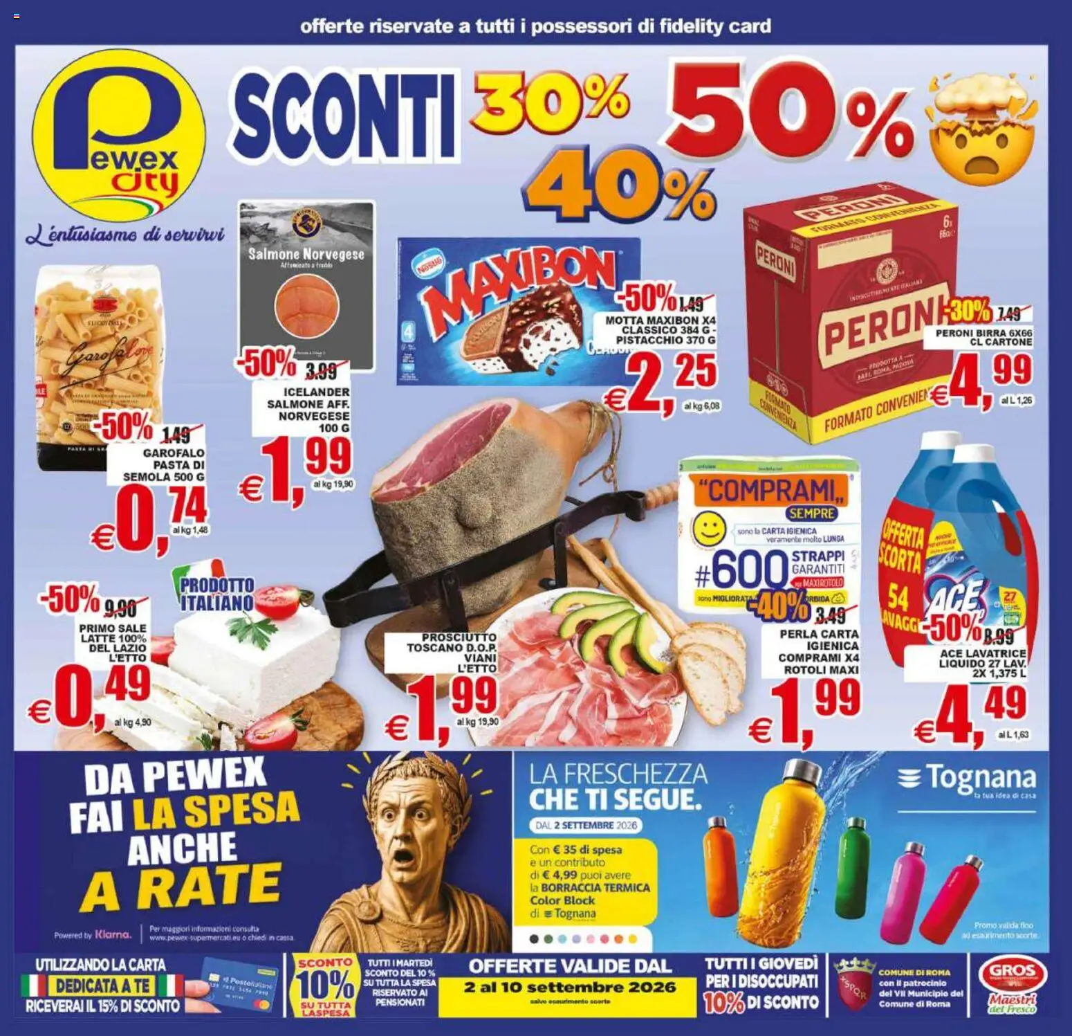 Volantino Pewex del 02/09/2026 | Pagina: 1 | Prodotti: Salmone, Garofalo, Sale, Latte