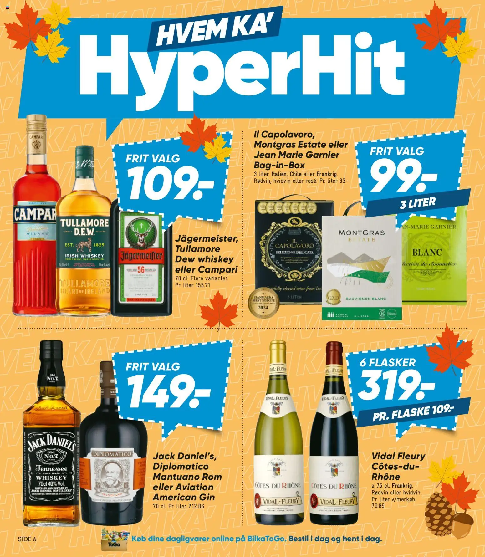 Bilka tilbudsavis – gyldig fra 11/09/2026 | Side: 6 | Produkter: Dagligvarer, Gin, Rødvin, Jack Daniel's