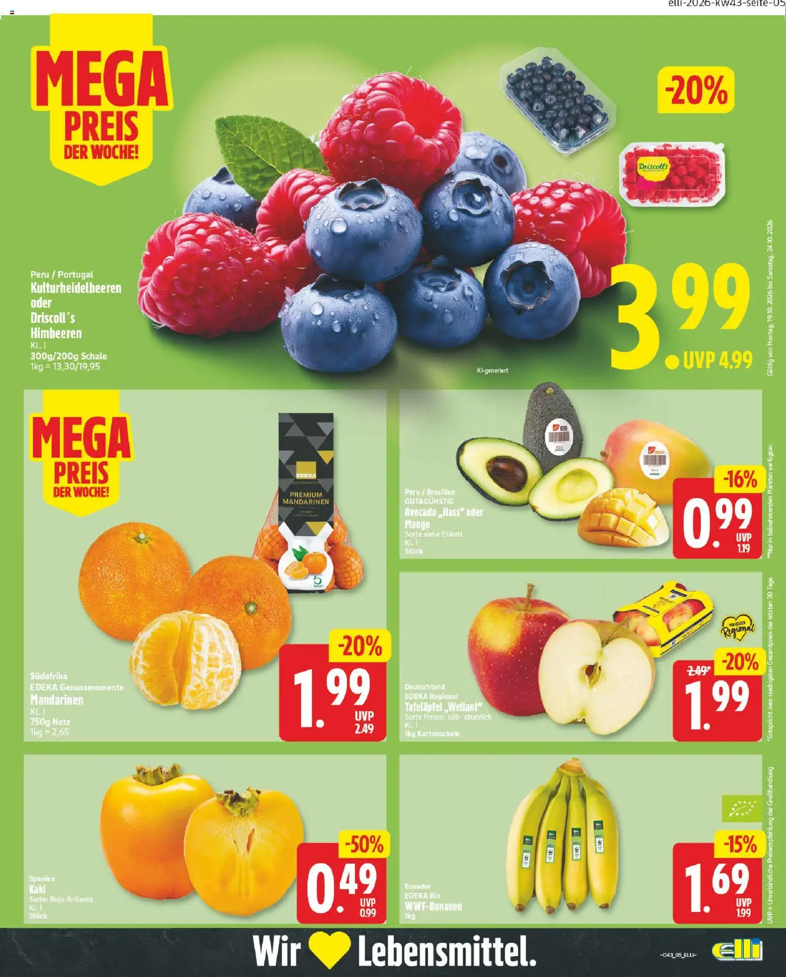 Elli Markt Prospekt Gütersloh – gültig ab 19.10.2026 | Seite: 5 | Produkte: Himbeeren, Mandarinen, Avocado, Mango