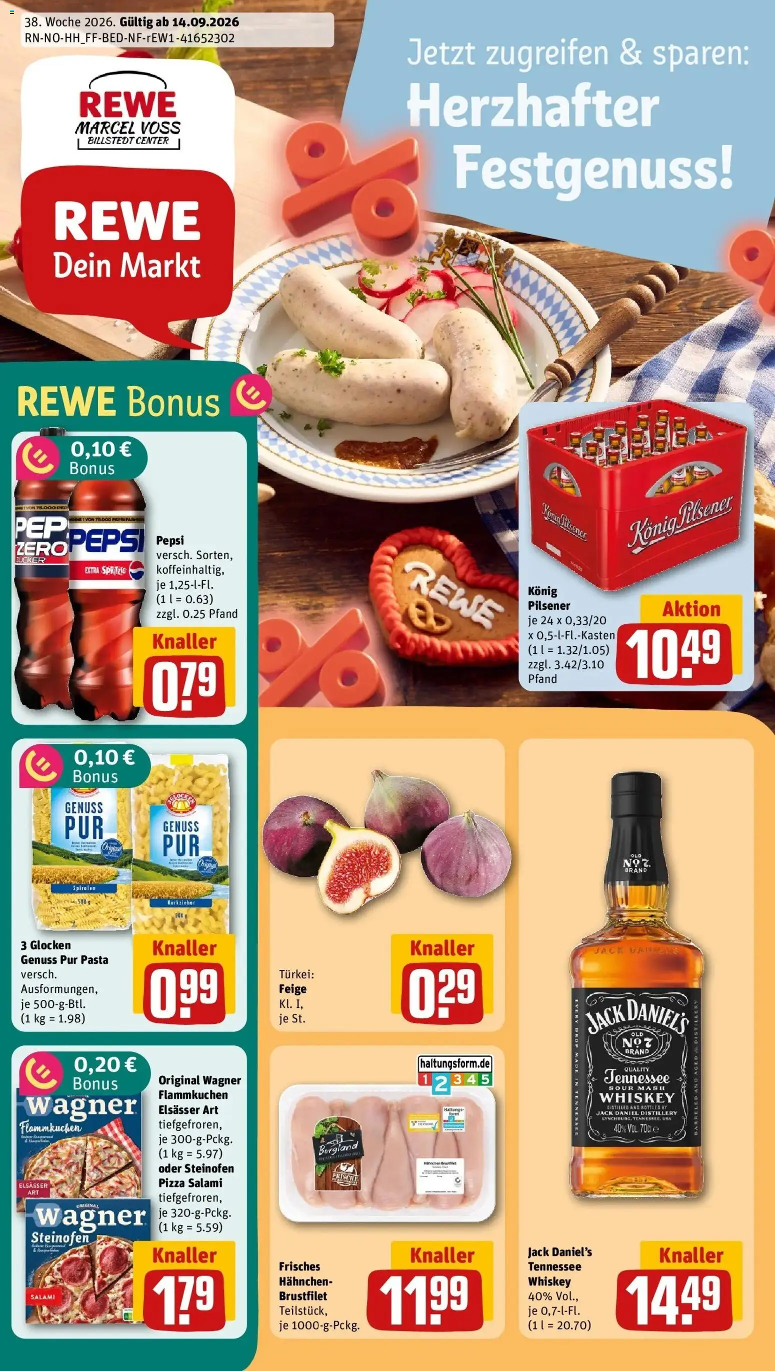 REWE Prospekt ab 14.09.2026 zum Blättern » Angebote | Seite: 1 | Produkte: Pepsi, Pasta, Salami, Pizza