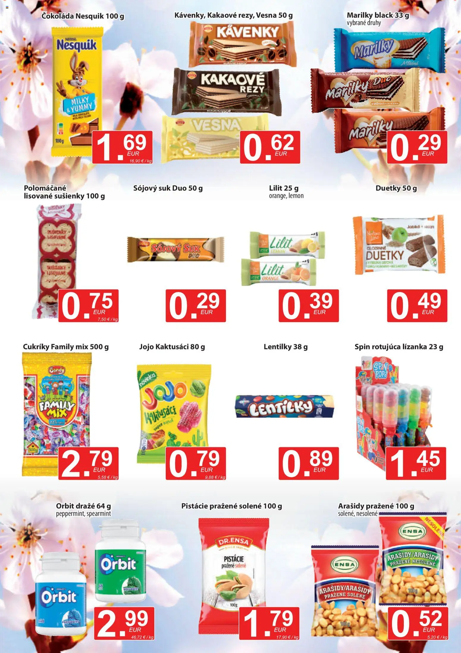 Nové CBA Verex akcie – leták je platný od 16.04.2026 | Strana: 9 | Produkty: Cukríky, Arašidy, Pistácie, Nesquik