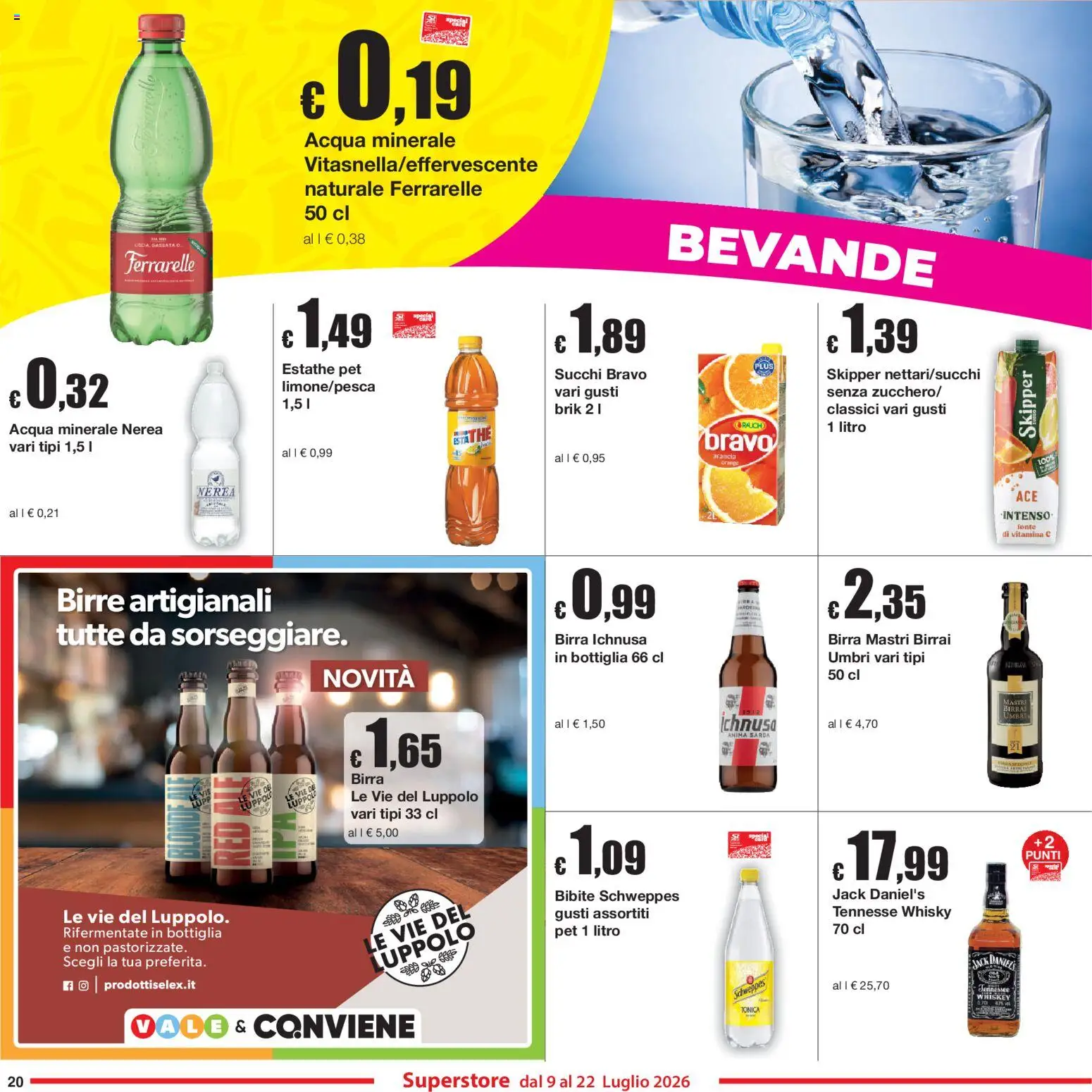 Volantino Sì con Te del 09/07/2026 | Pagina: 20 | Prodotti: Whisky, Acqua, Bibite, Acqua minerale