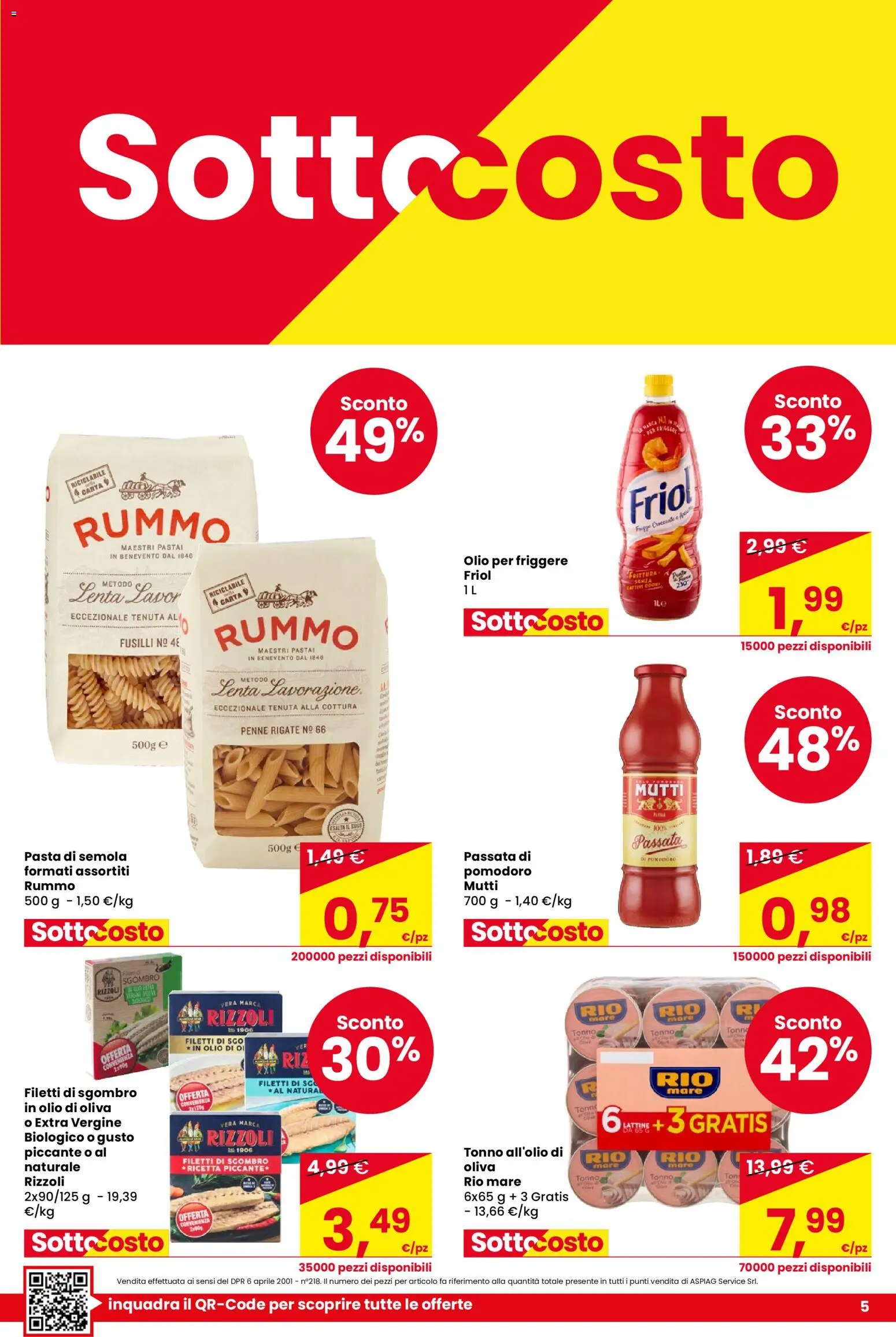 Volantino Despar del 01/10/2026 | Pagina: 5 | Prodotti: Pasta di semola, Pasta, Penne, Sgombro