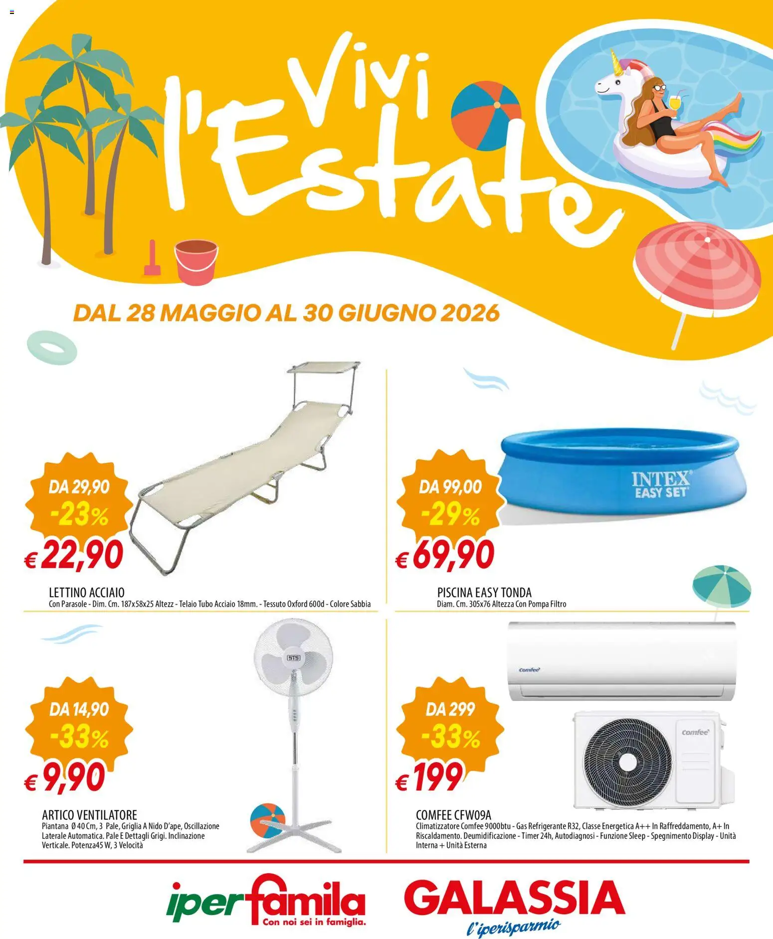 Volantino Famila del 28.05.2026 | Pagina: 1 | Prodotti: Ventilatore, Climatizzatore, Tubo, Piscina