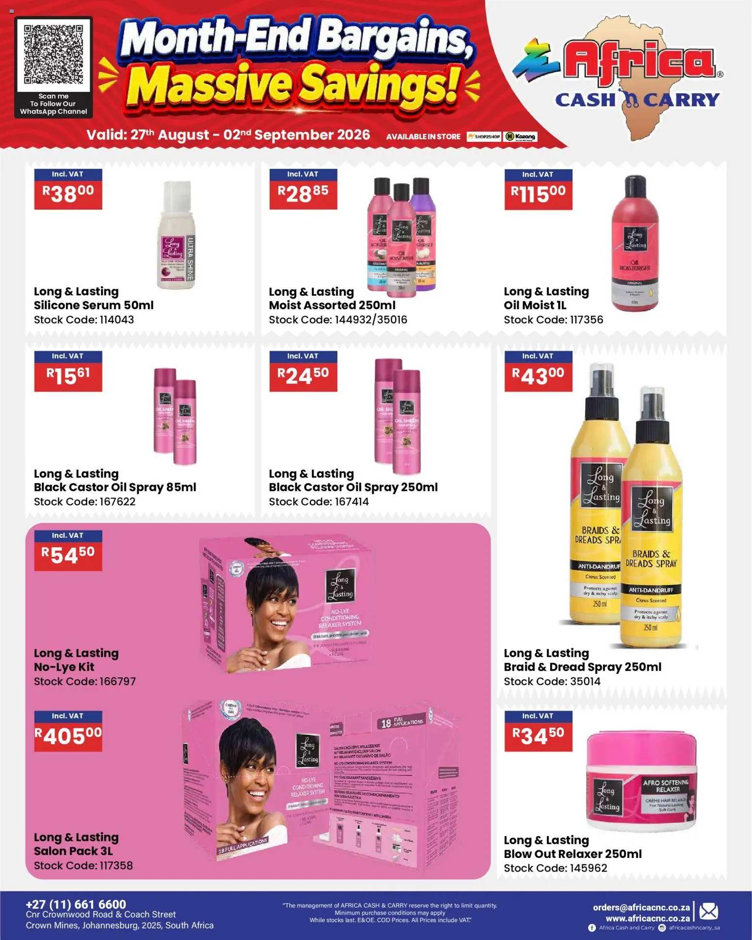 New Africa Cash & Carry catalogue – valid from 27/08/2026 | Page: 62 | Products: Braids, Stock, Silicone, Relaxer
