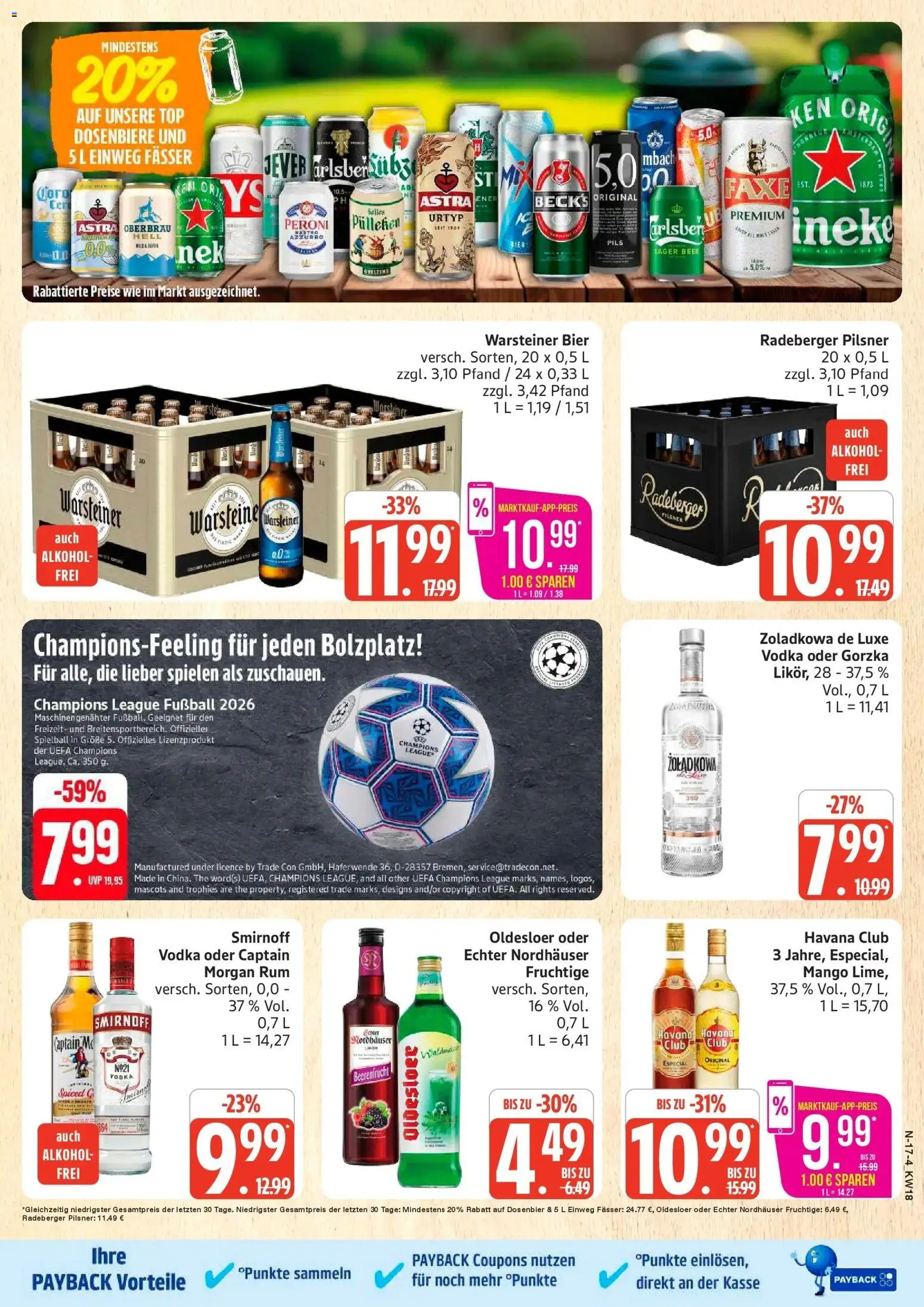Marktkauf Prospekt Neuenkirchen	 – gültig ab 27.04.2026 | Seite: 17 | Produkte: Bier, Dosenbier, Smirnoff, Radeberger pilsner
